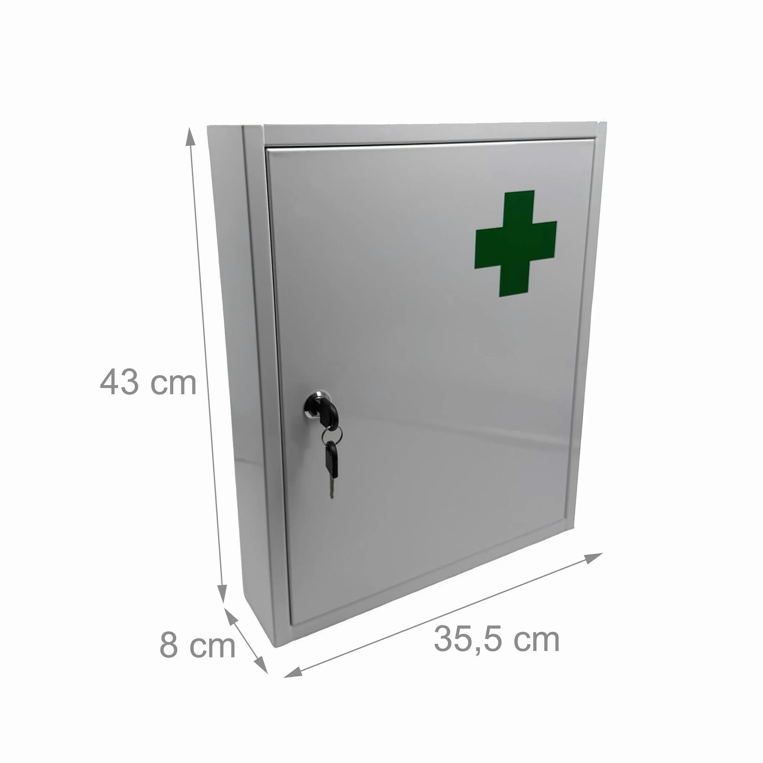 Armadietto Medico Relaxdays, con Serratura, 5 Scomparti, H x L x P: 43 x 35,5 x 8 cm, per medicinali, Bianco/Verde