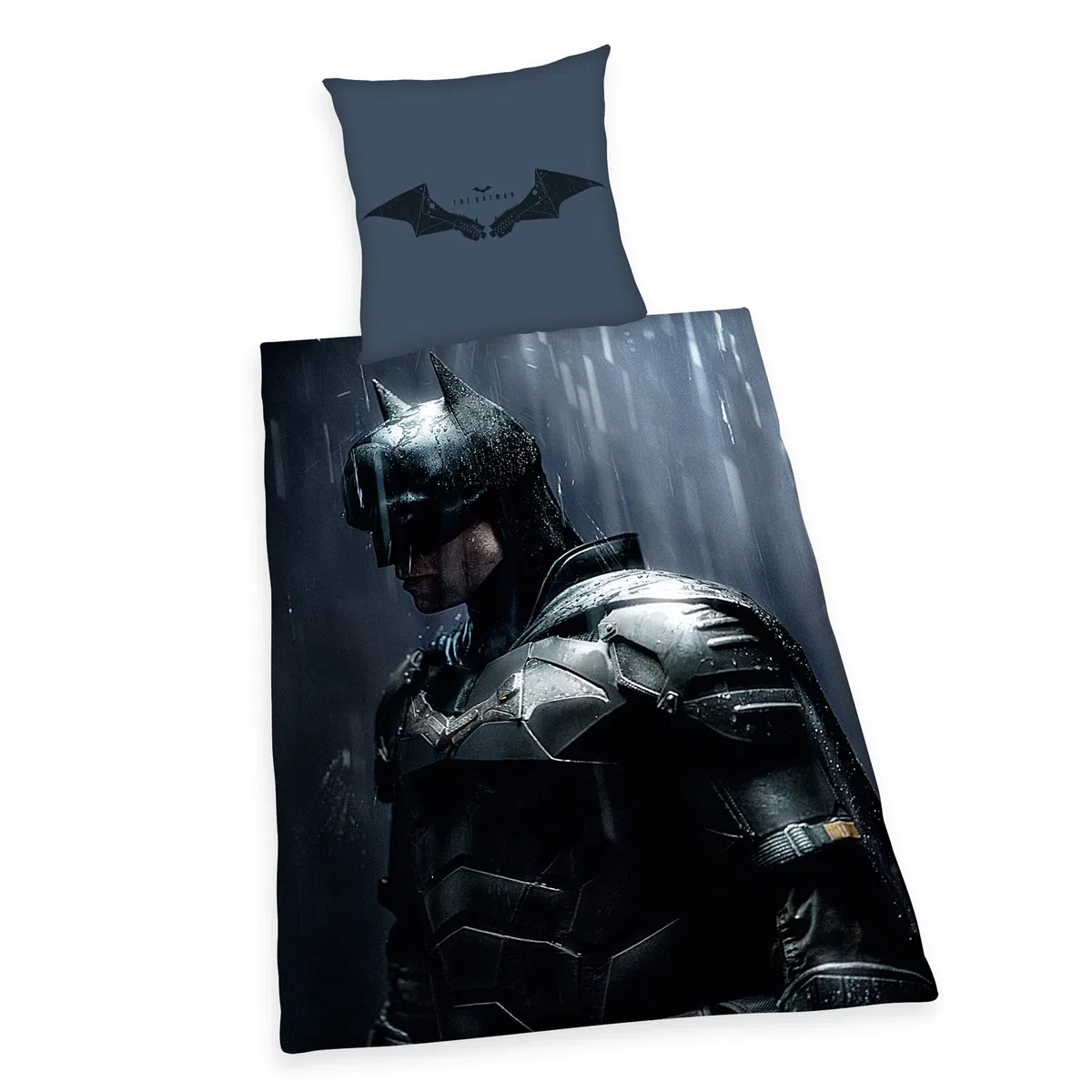 Batman Set di Biancheria da Letto, Federa 80x80 cm, Copripiumino 135x200 cm, con Cerniera di qualità, 100% Cotone, Renforcé