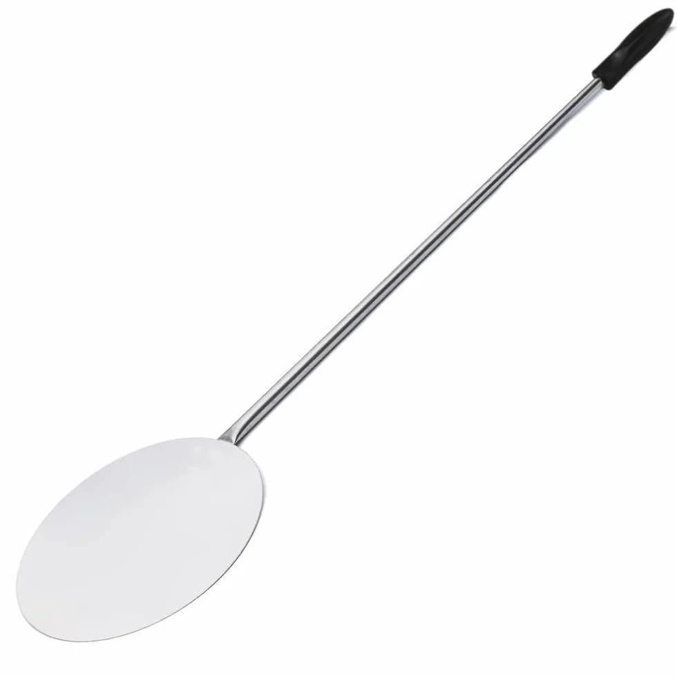 Giemme Palino per Pizza in Acciaio Inox AISI 430 22 cm Manico 113 cm | Piatto tondo da 22 cm. Acciaio inox AISI 430. Per forni profondi 100/110 cm.