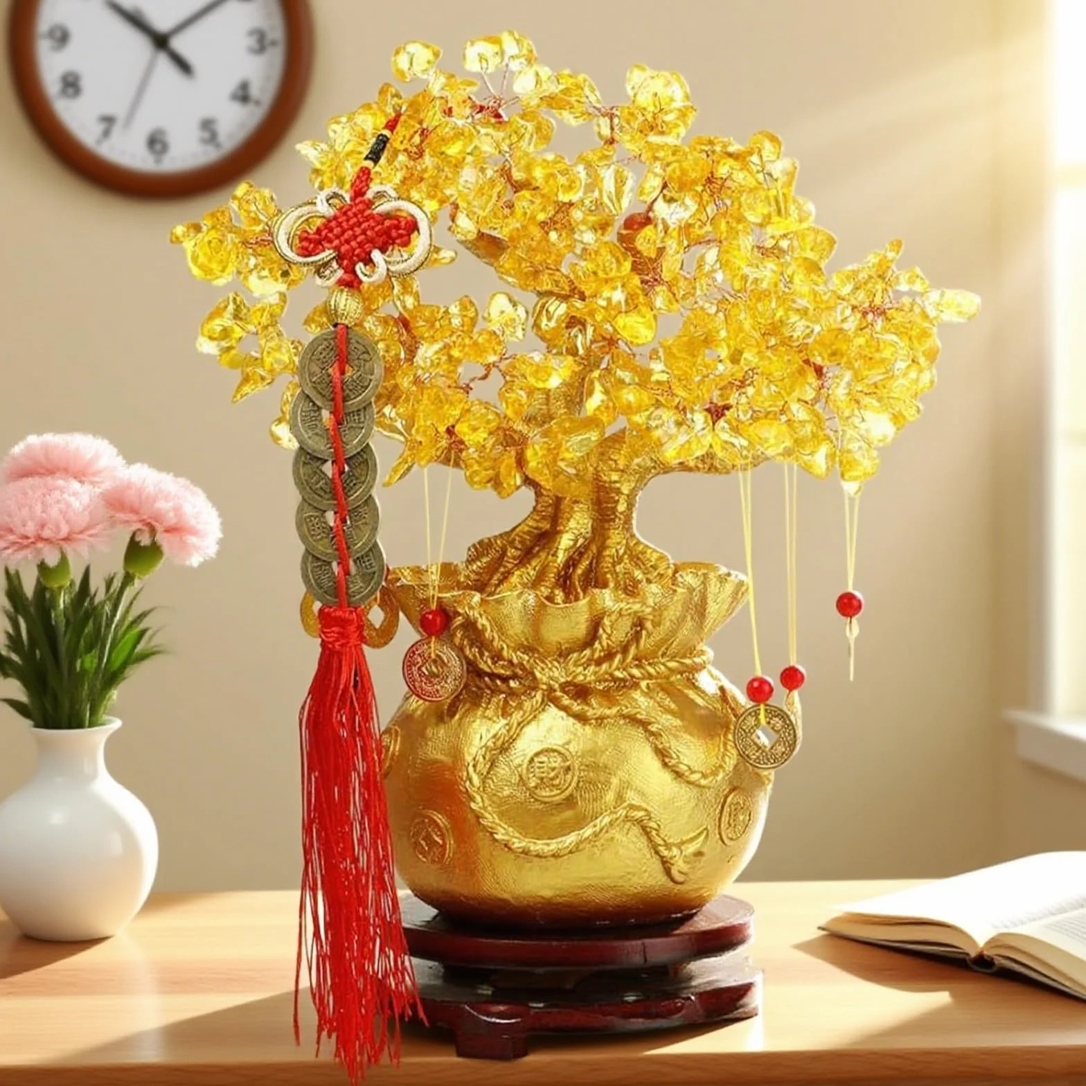 Albero dei Soldi Bonsai Feng Shui, Albero Fortunato D'oro, Albero dei Soldi Feng Shui, per la Casa, l'ufficio, la Decorazione del Negozio