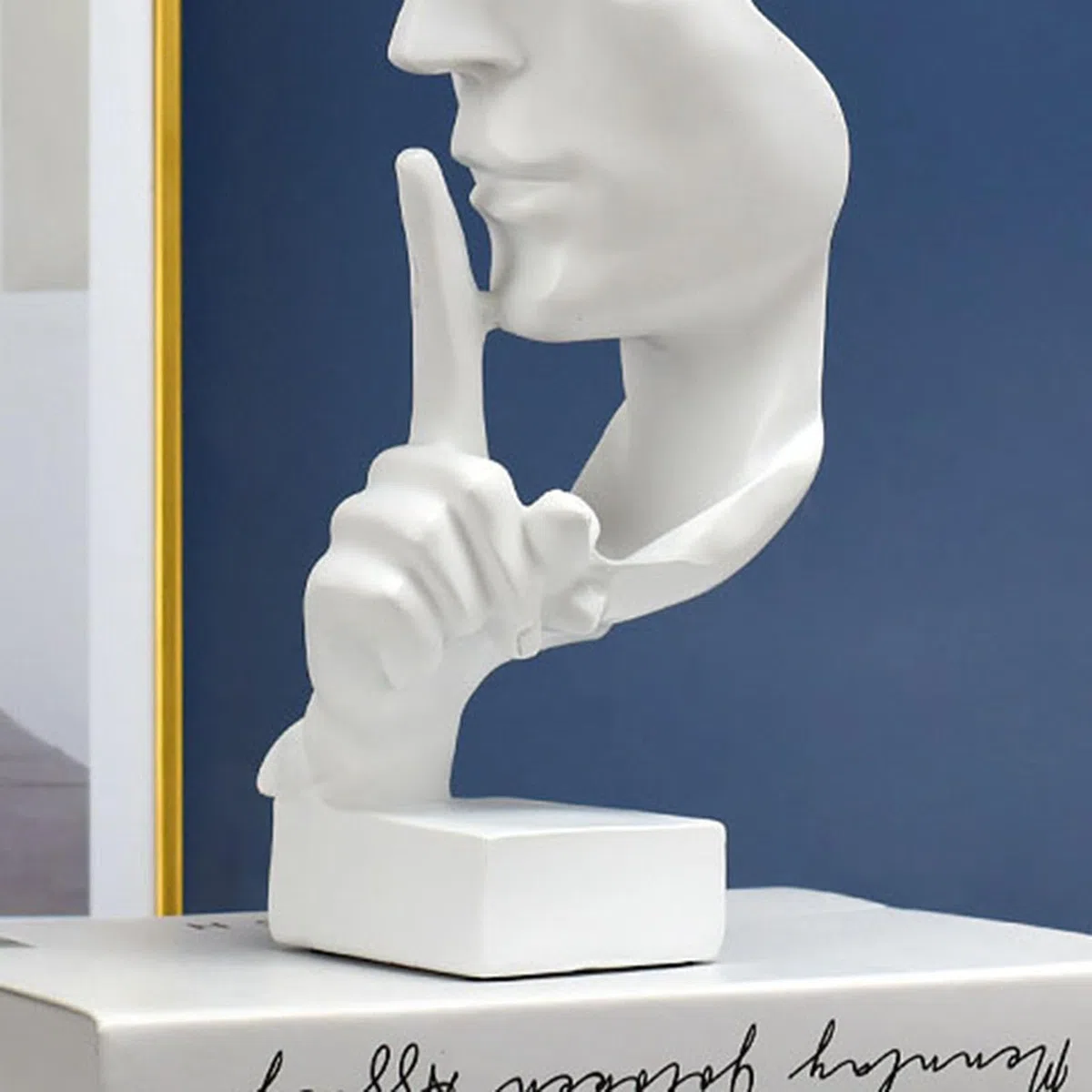 Tissting Statua del Pensatore, Scultura Astratta Moderna in Poliresina Decorativa con Volto Spezzato, Design Creativo 27x10 cm per Decorazione Soggiorno Studio Ufficio