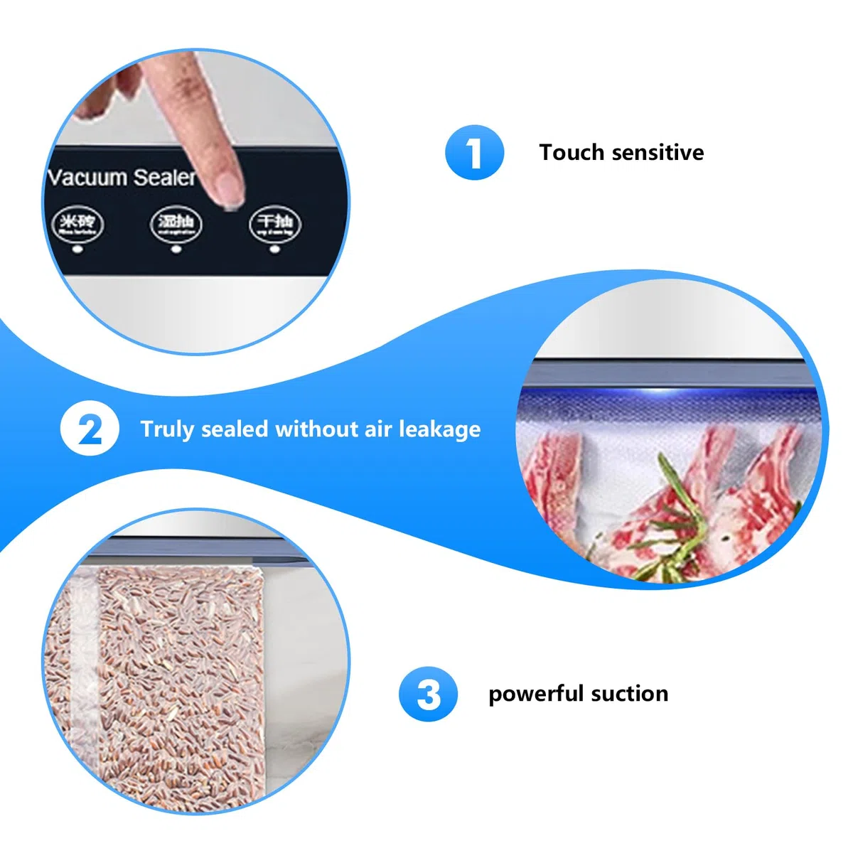 Macchina per sottovuoto 6 in 1 con 50 sacchetti sottovuoto, macchina per sottovuoto per alimenti, 8 volte più a lungo, macchina sottovuoto multifunzione per cucina e conservazione degli alimenti