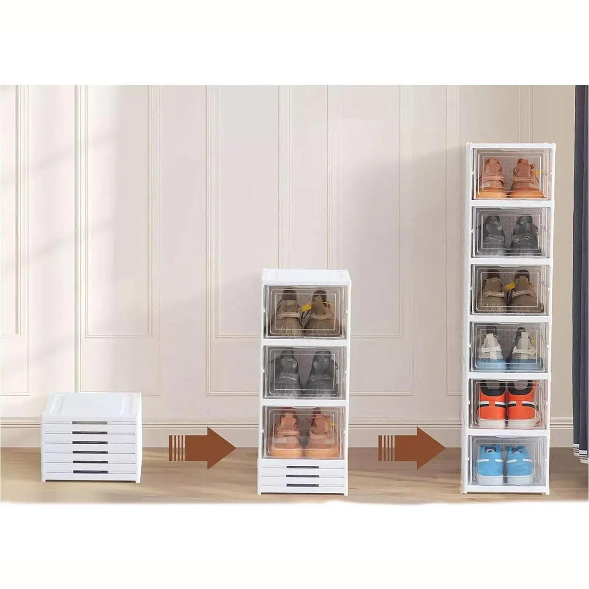 Scarpiera Salvaspazio Slim Pieghevole 6 Ripiani Organizer Portascarpe Compatto Facile da Montare, Armadio Portatile per Scarpe, Ciabatte, Sneaker e Accessori