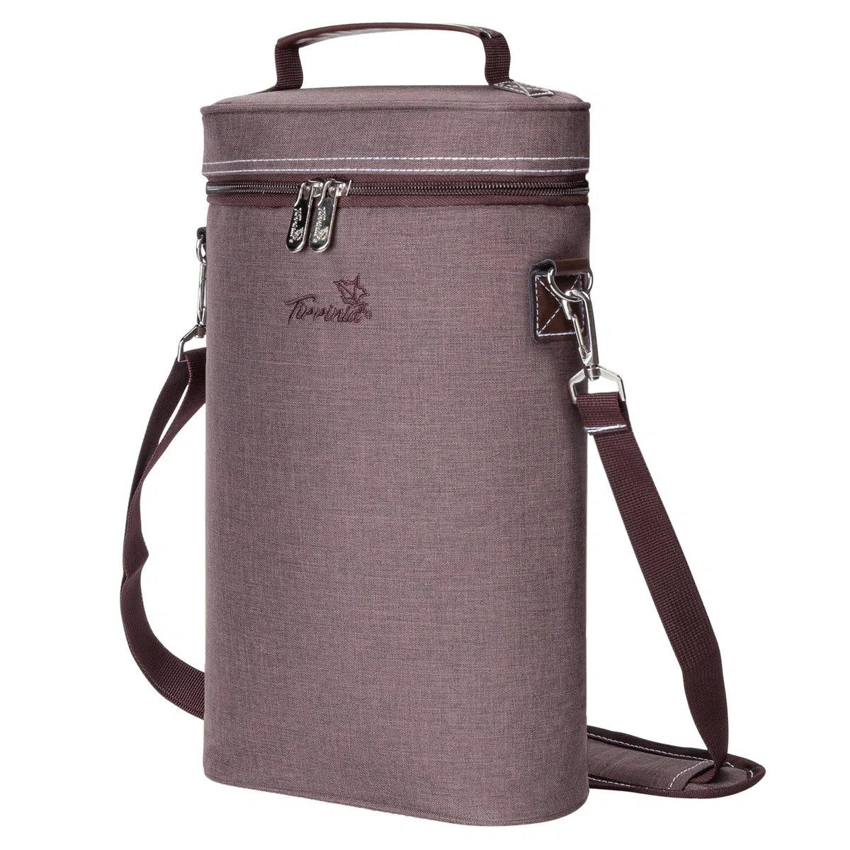 Kato Tirrinia Borsa termica isolata per 2 bottiglie refrigeranti in viaggio per vino e birra, borsa per bevande con manico e tracolla, regalo per gli amanti del vino per feste di picnic