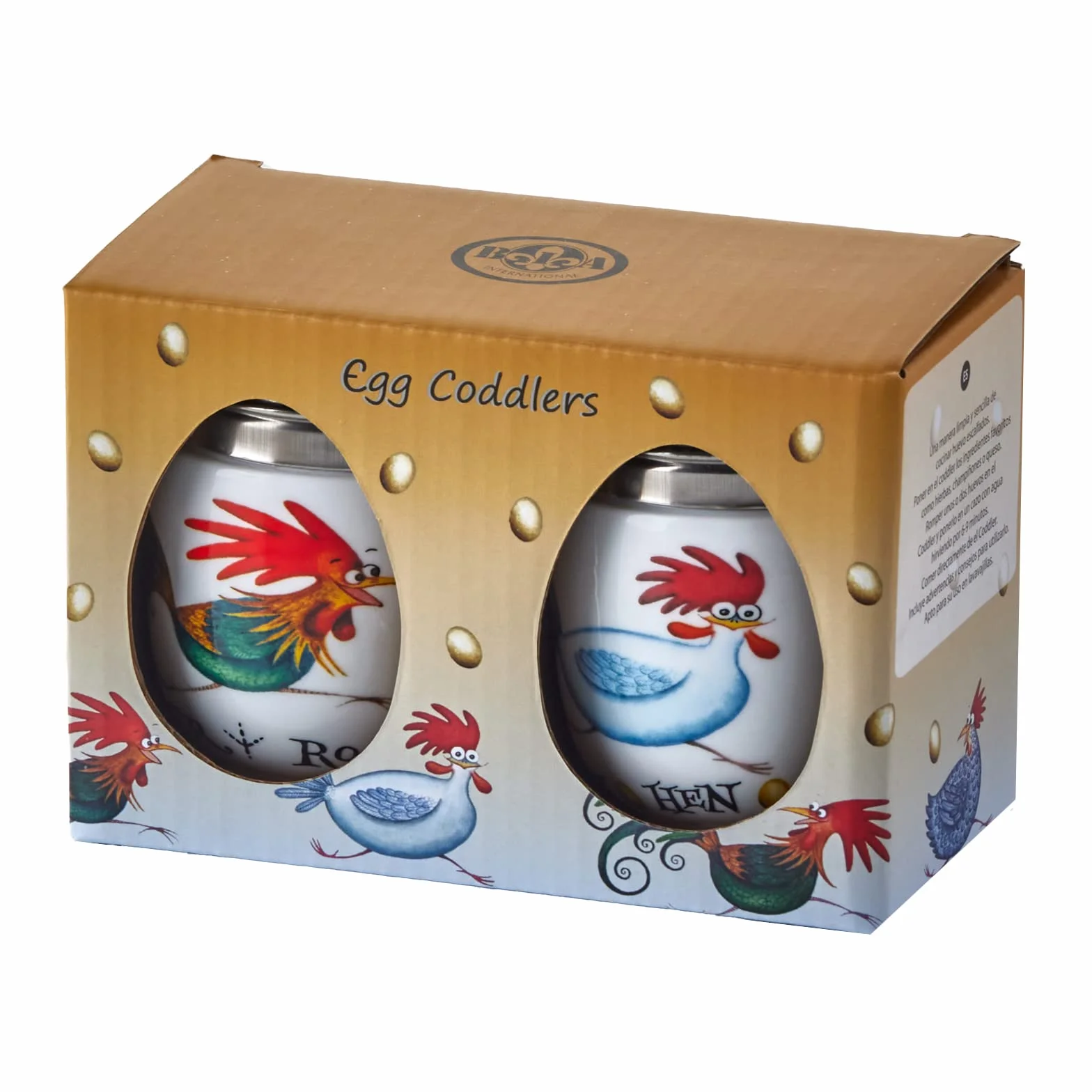 Bia International - Set di 2 bocche di bocce in porcellana - inseguimento di polli Design di Clare Mackie - Gadget da cucina caldaia - Sous Vide Cooking Pot