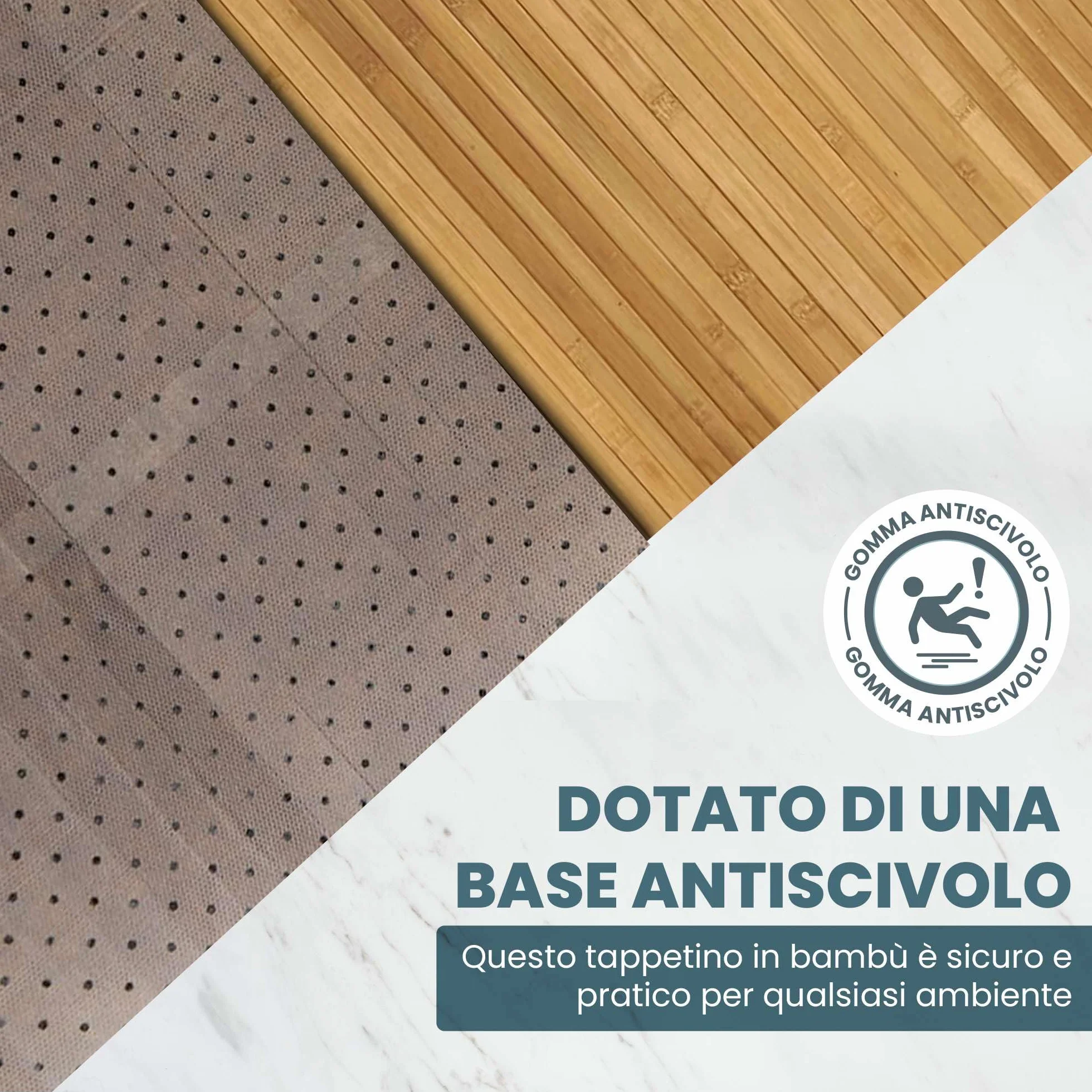Tappeto Bamboo Cucina Antiscivolo – Passatoia Cucina Idrorepellente, Facile da Pulire | Tappeto Cucina Antiscivolo Lavabile al Metro – Tappeto Bambu (Beige, 50x200cm)