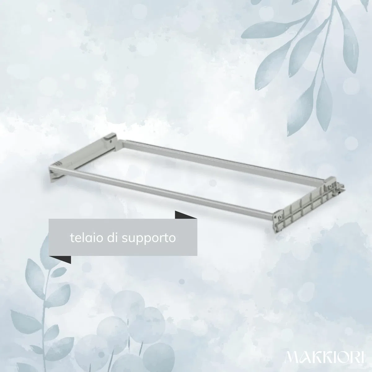 MAKKIORI Kit Scolapiatti con Telaio | Griglia piatti e bicchieri con Vaschetta Raccogligoccie per Pensili Cucina | Acciaio cromato | Kit Telaio con Staffe (86 cm per pensile 90)