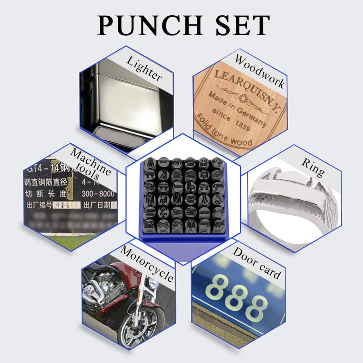 Ejoyous Set di Punzoni per Lettere e Numeri, 36 Pezzi, 6 mm, Alfabeto A-Z e Numeri 0-9, per Metallo Legno Pelle Plastica, con Borsa