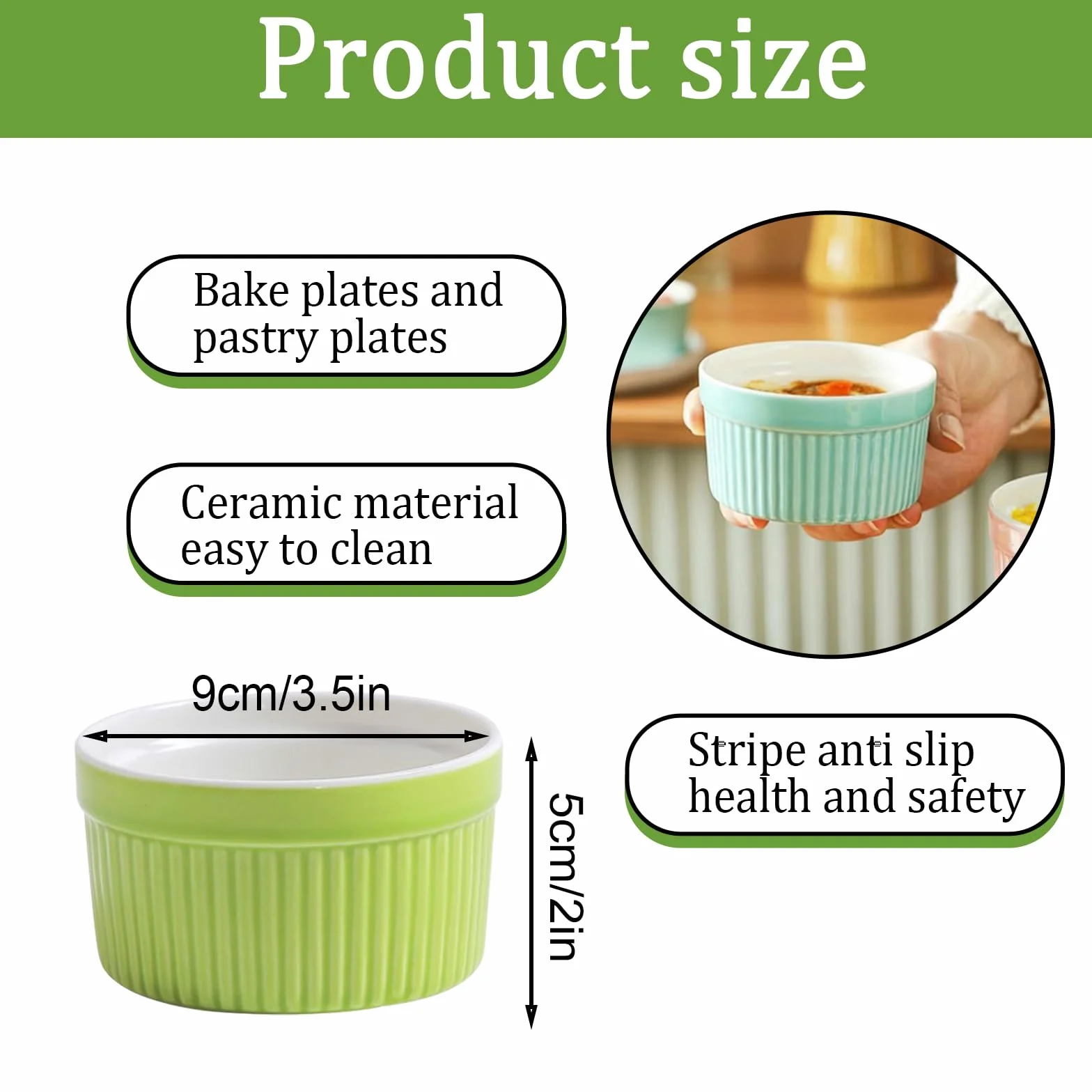 6X Stampi per Soufflé, Soufflé Forme da Forno, Ciotole di Ceramica per Creme Brulee, Stampi per Forno 200 mL Ciascuno per Crème Brulée, Muffin, Dolci e Pasticceria