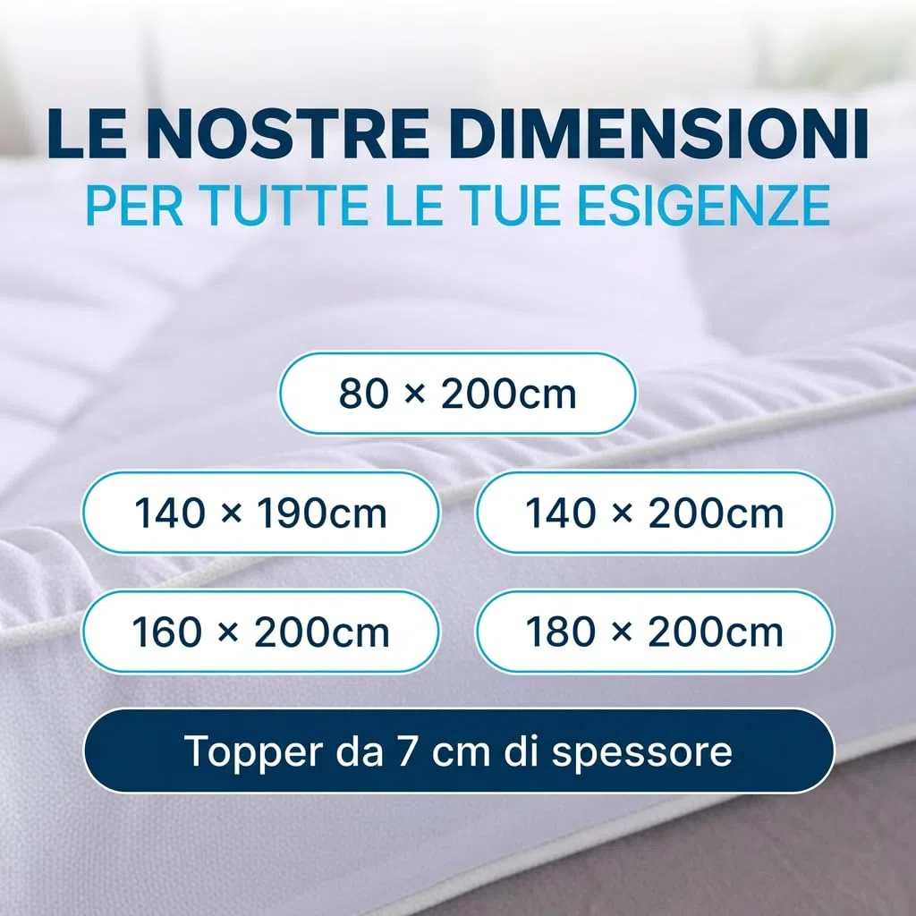 Coprimaterasso Topper Singolo 140x190 cm, Topper Materasso Memory Foam con Imbottitura 800g, Mattress Topper Traspirante Ipoallergenico Antiacaro con Elastici Antiscivolo per Letto Singolo 2 Persona