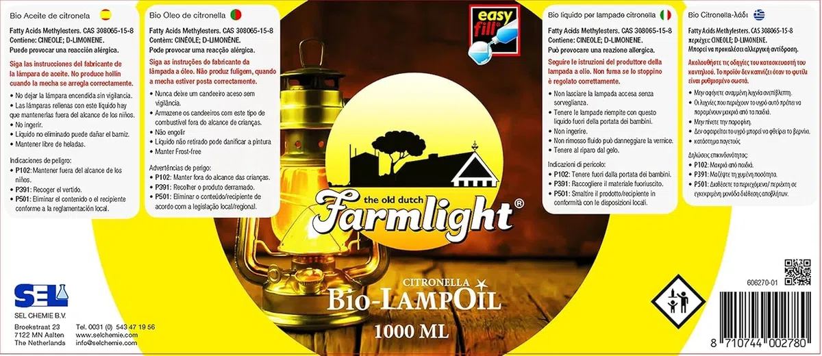 Horeca Candles Olio di Citronella Bio – 3x1L Olio per Lampade & Torce – Naturale & Ecologico – Senza Fumo & Lunga Durata – per Atmosfere Accoglienti all’Aperto