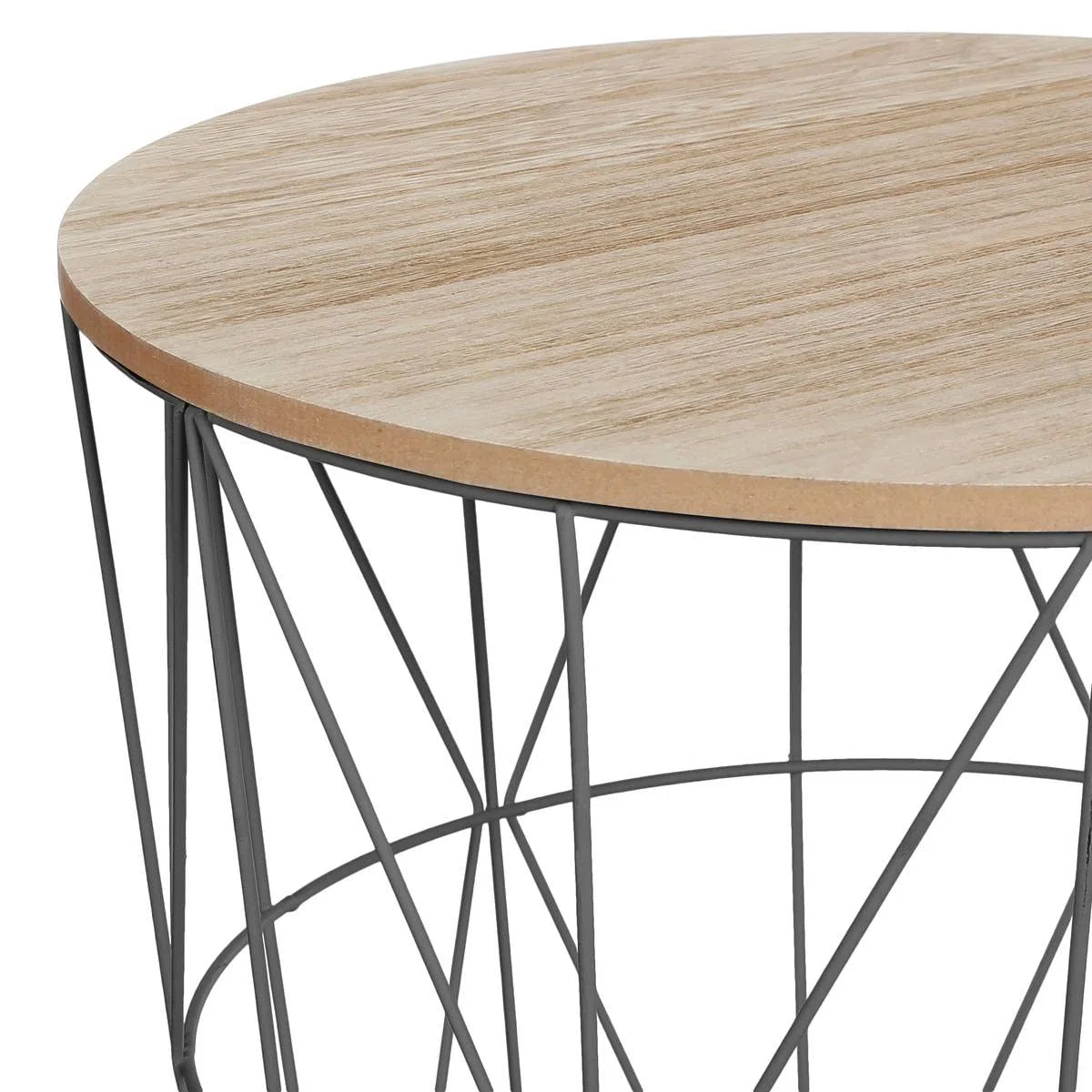 Atmosphera - Tavolino laterale Kumi Basket - Nero ed effetto legno, P. 40 x H 41 cm, con vano contenitore integrato - Per soggiorno, camera da letto, tavolino d'appoggio