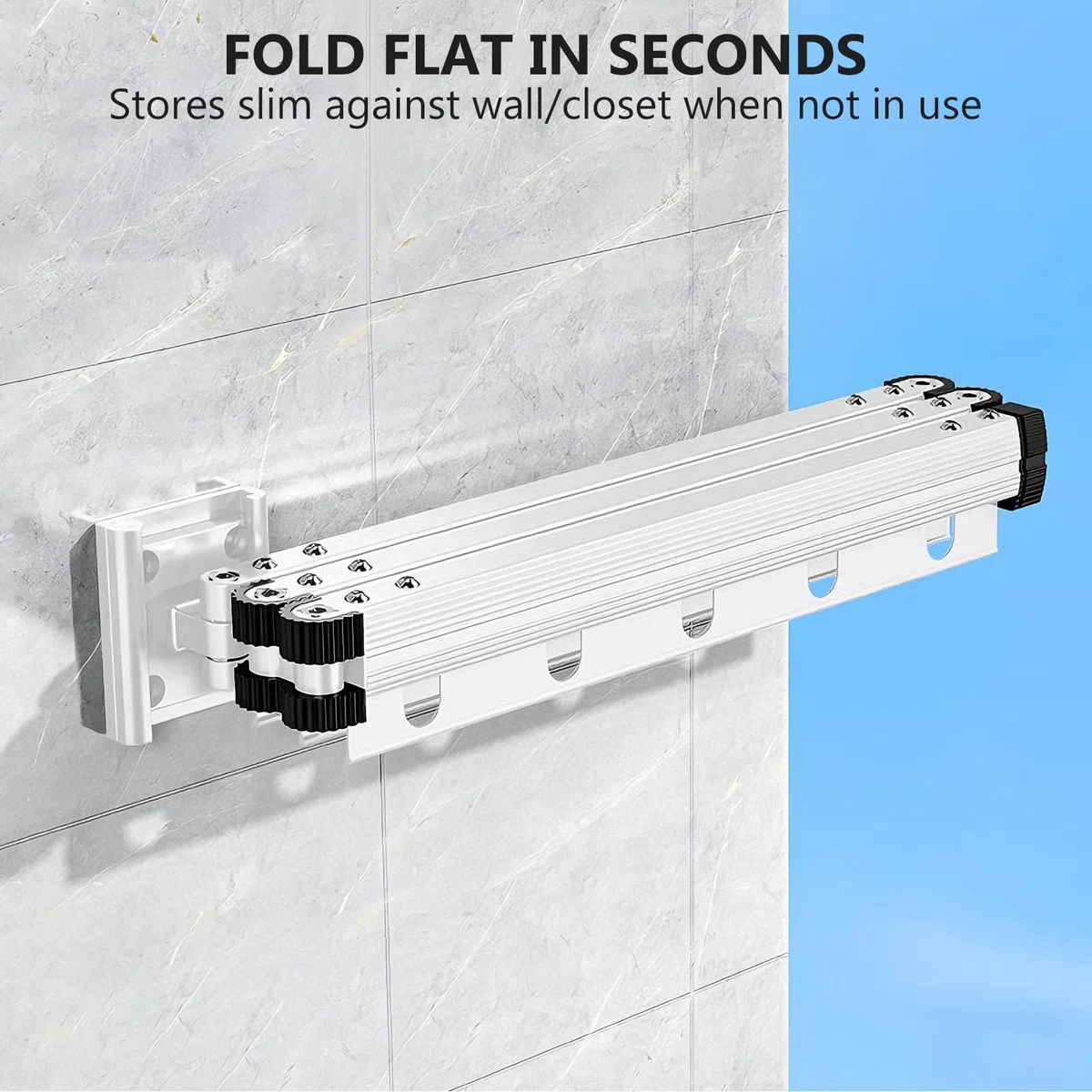Longzhuo Stendibiancheria da parete pieghevole in 3 pezzi, 125 cm stendibiancheria retrattile interno, asta per vestiti estensibile poco per balcone, lavanderia, bagno, roulotte all'aperto (grigio)