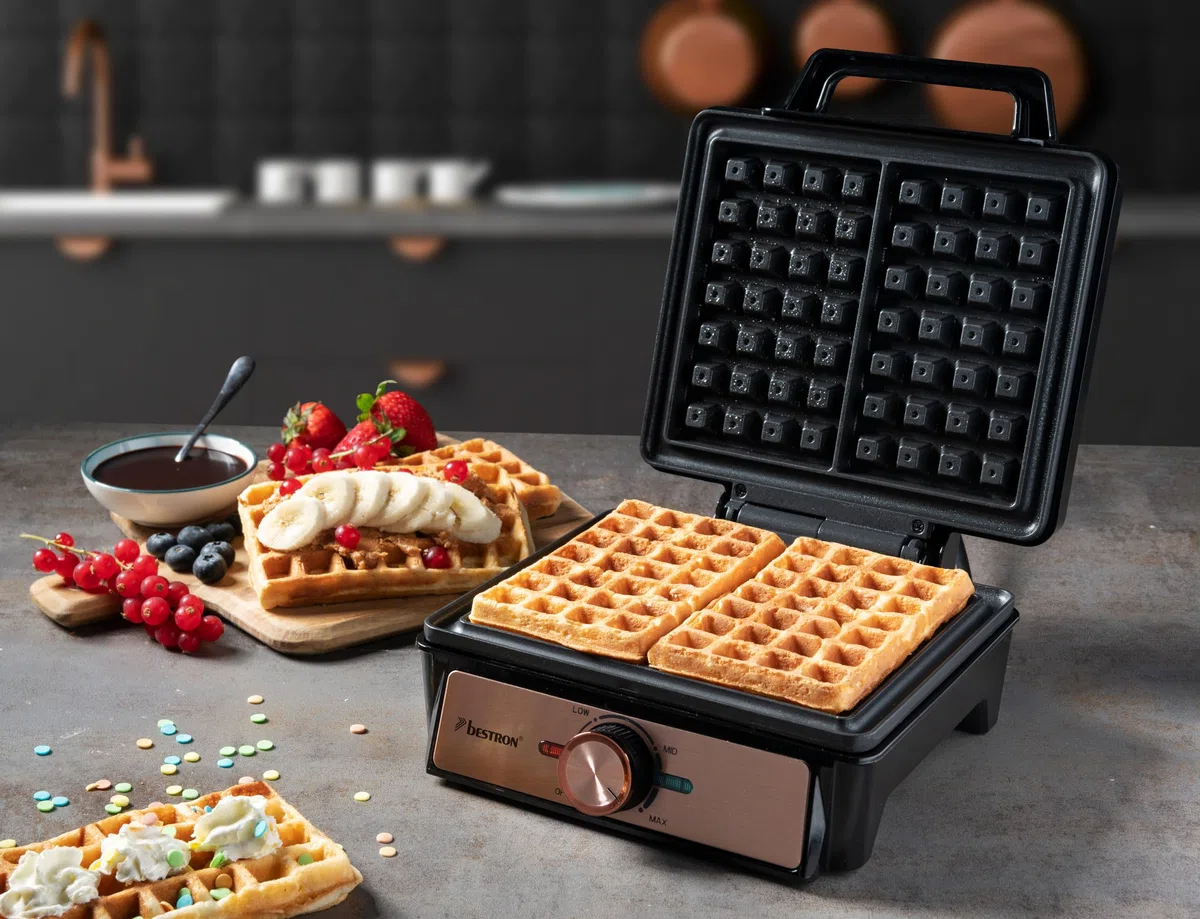 Bestron AWM100CO - Piastra per waffle, in acciaio