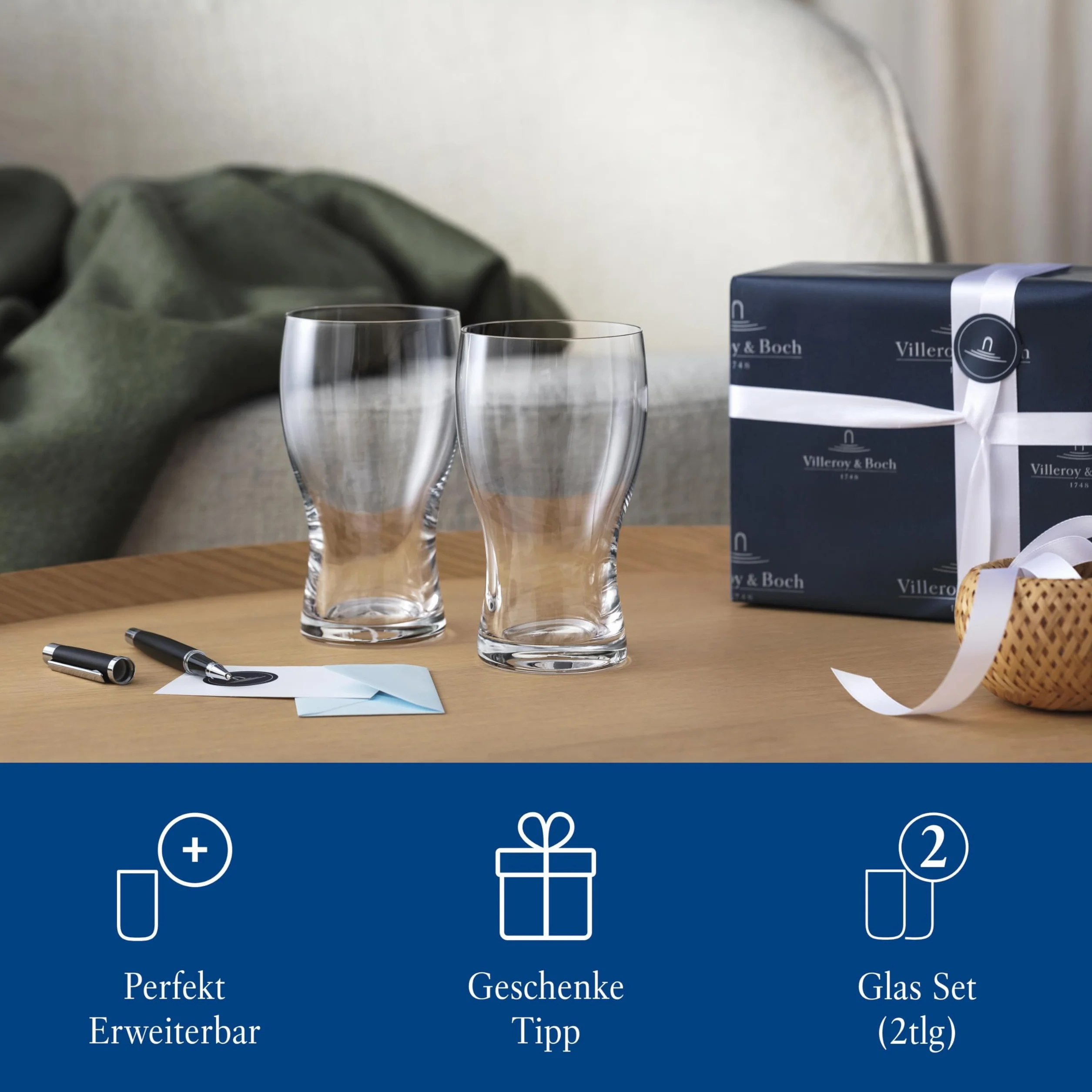 Villeroy & Boch Purismo Bicchieri da Birra, Set da 2, Cristallo, Trasparente, 650 ml
