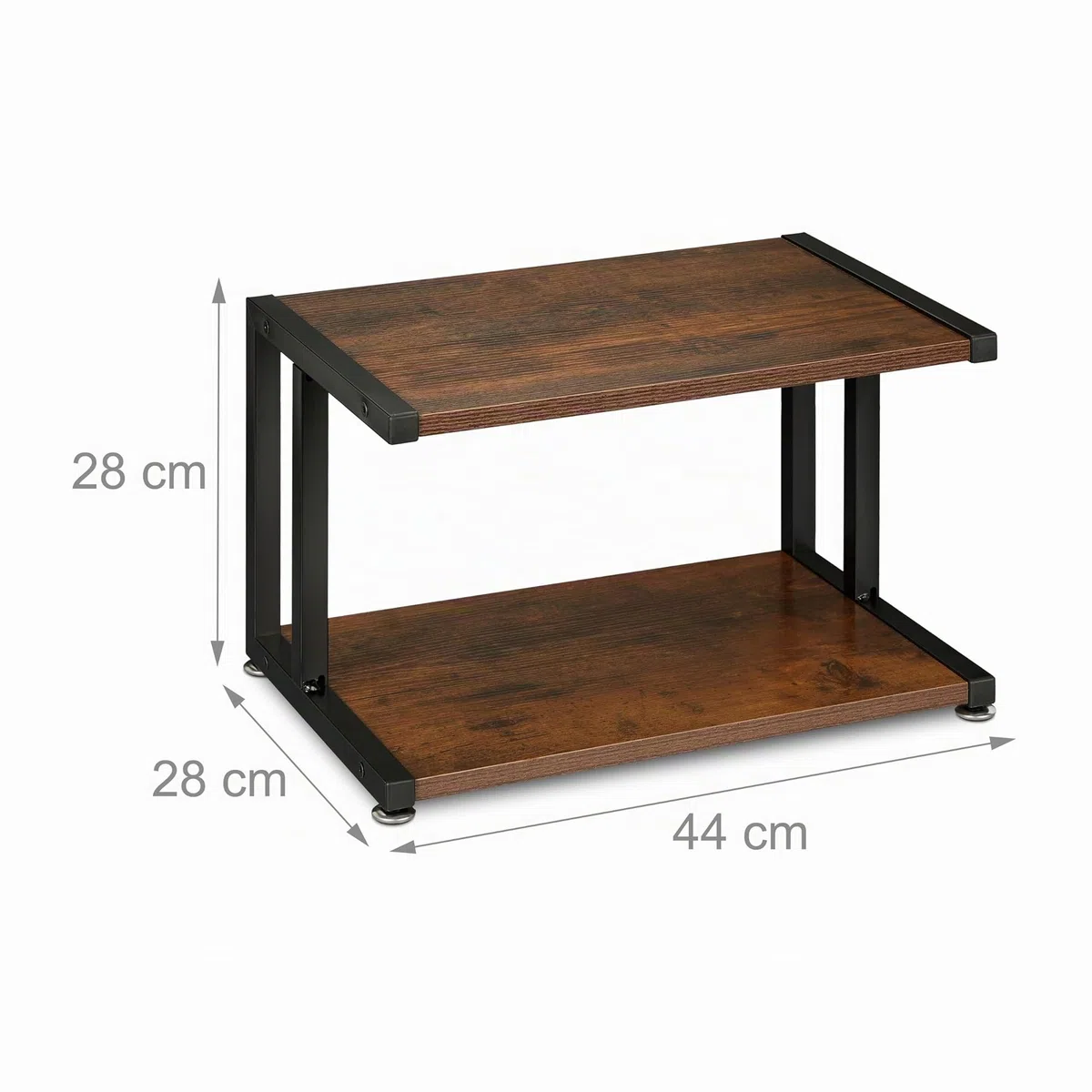 Relaxdays Porta Stampante da Scrivania, Supporto 2 Ripiani Portaoggetti, Portadocumenti, 28 x 44 28 cm, Marrone Nero