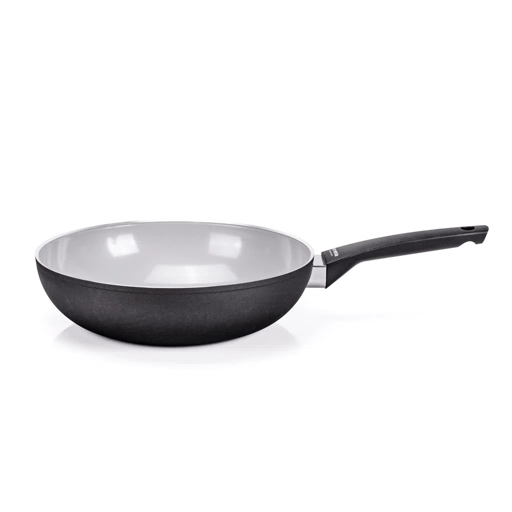 Moneta Futura Wok 28cm, rivestimento naturale FineGres (NO PFAS), anche per induzione. 100% Made in Italy