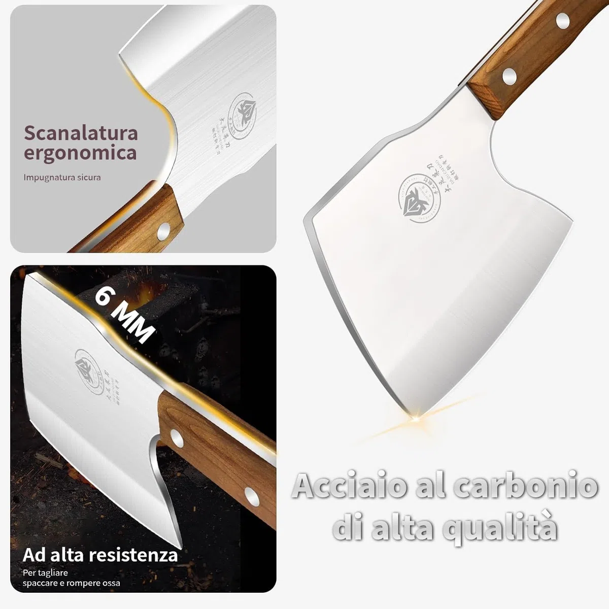Plys Mannaia da Cucina Lama 15 cm Coltelli Macellaio Professionali Coltelli da Carne