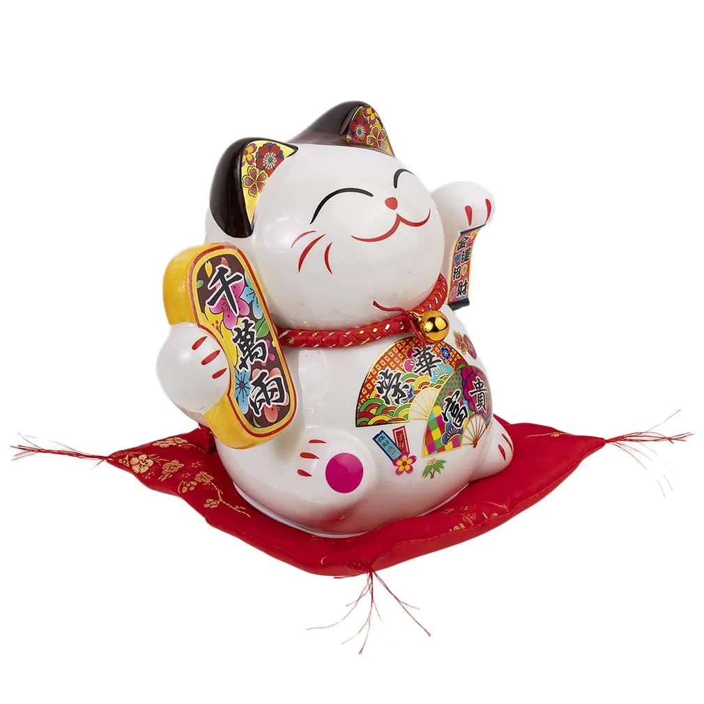 lachineuse Gatto Maneki Neko Giapponese - Fortuna E Felicità - Altezza 16 cm - Braccio Mobile
