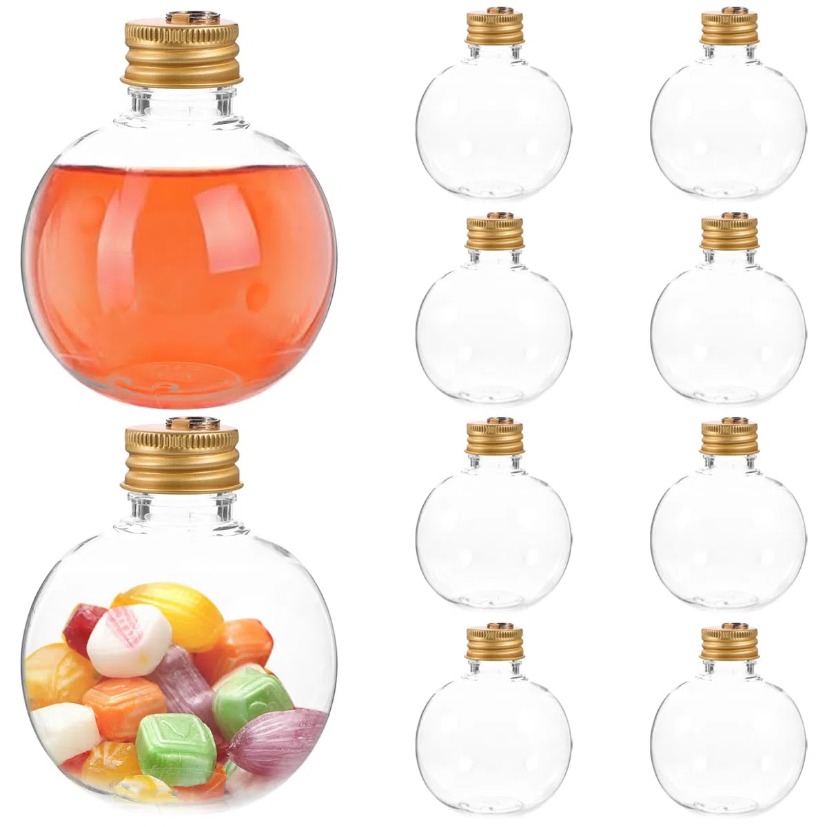 Operitacx 10 Bottiglie a Forma di Lampadina Dorata da 150 Ml per Decorazioni Natalizie, Ideali per Appendere Ornamenti, Confezioni Regalo E Conservazione di Bevande.
