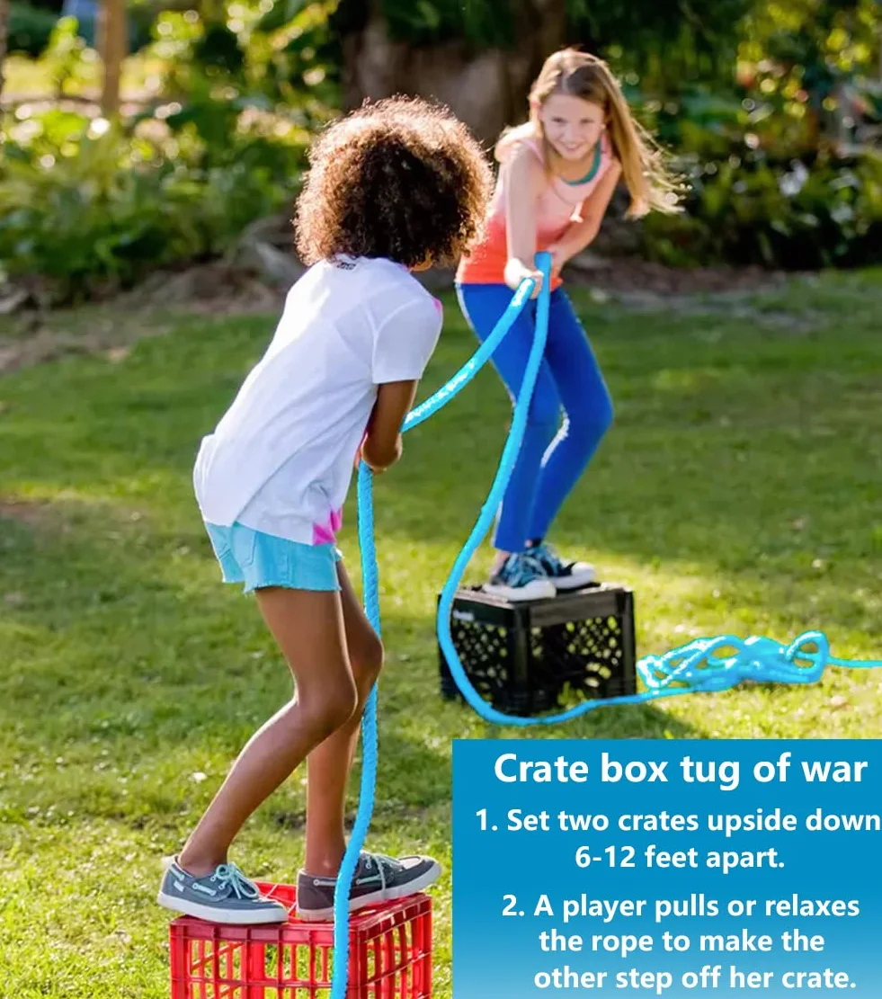 CWLAKON Gioco di Corda per tiro alla Fune, Giochi all'aperto per Bambini, Adulti, medaglie per Giochi di Compleanno per Bambini, 12 m, Blu