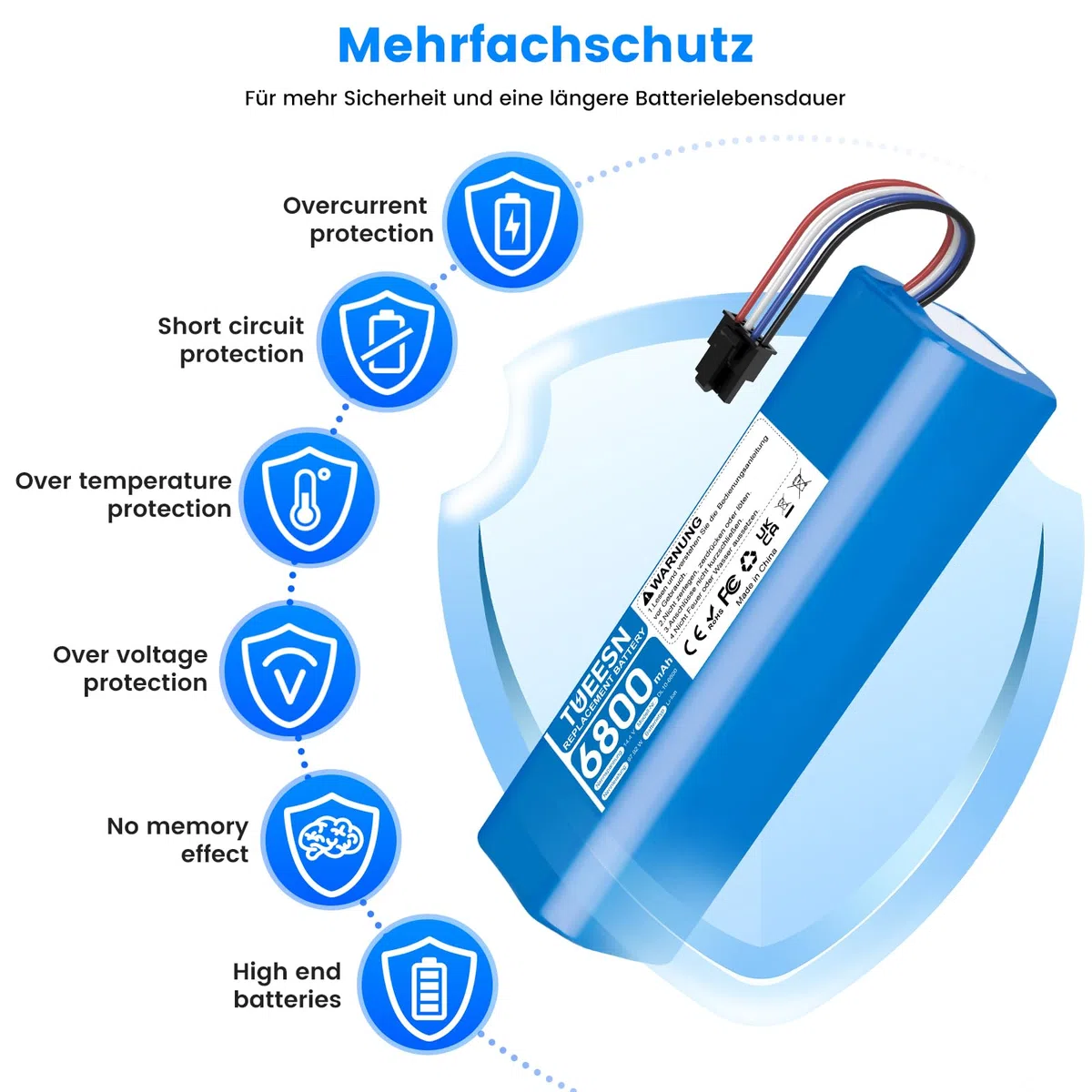 14,4 V 6800 mAh Batteria per Dreame L10s Ultra,D9 Pro D9 Max, D10/D10 Plus/D10s/L10/ L10s/Z10 Pro