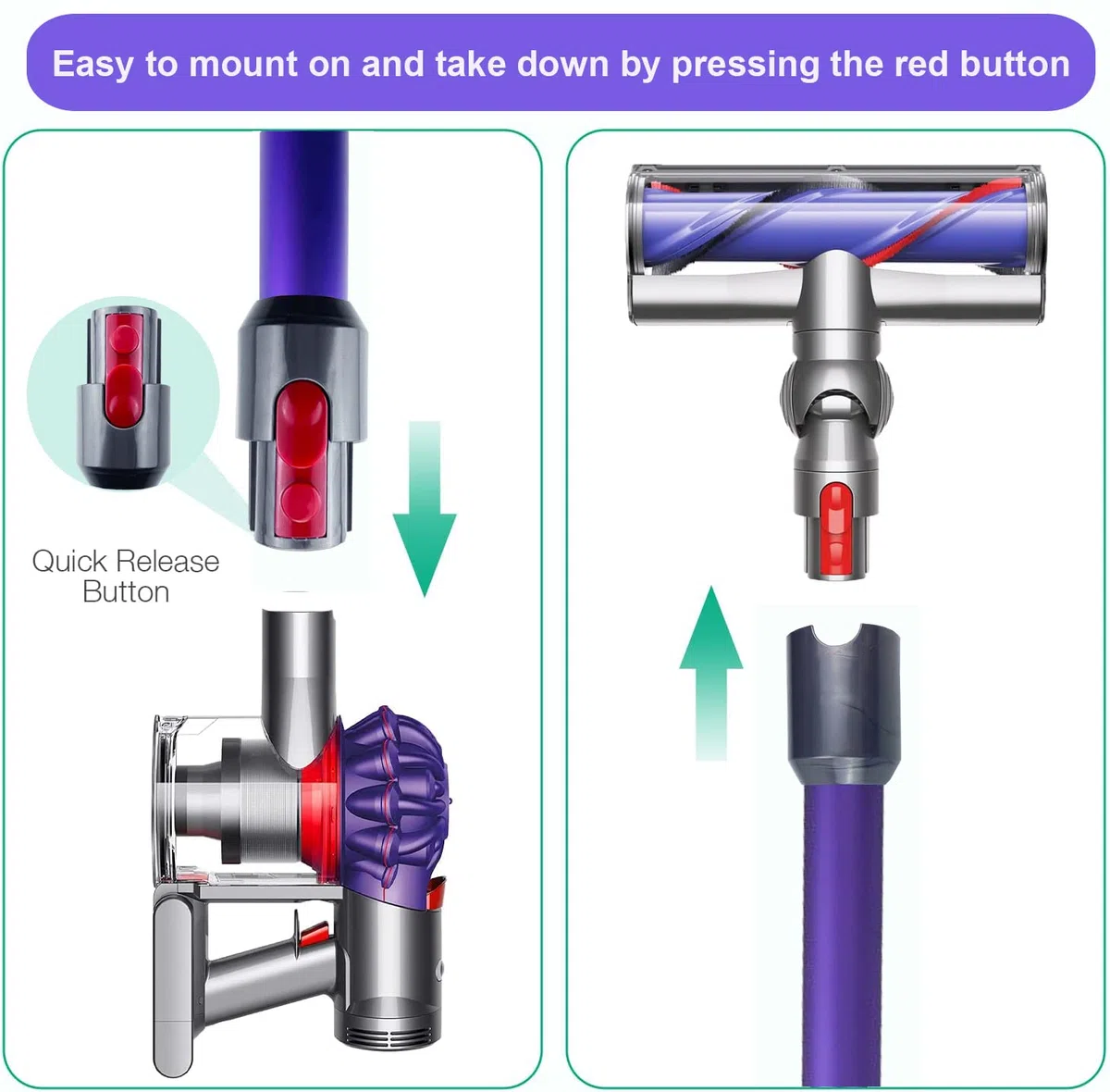 Ricambi Tubo per Dyson V15 V11 V10 V8 V7 Aspirapolvere, Tubo Telescopico è 72 CM, Viola Tubo Prolunga