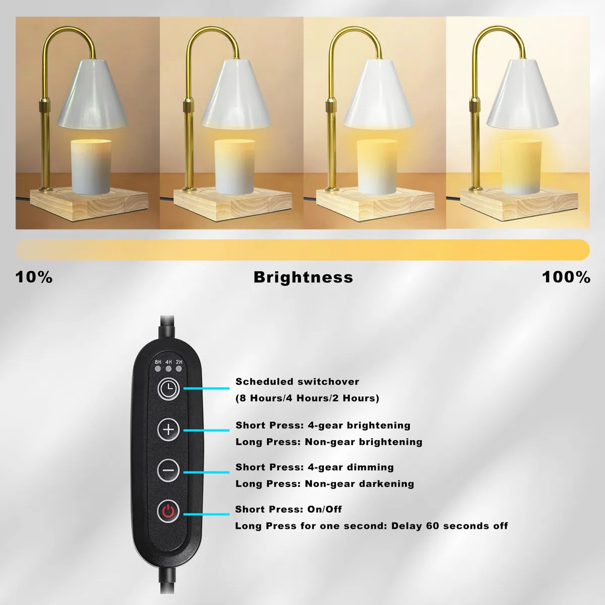 XSS Scaldacandele con timer, Scaldacandele Elettrico con 2 Lampadine, Altezza e Calore Regolabili, Candele in Barattolo per Varie Altezze, Compleanno Festival Decorare Regalo