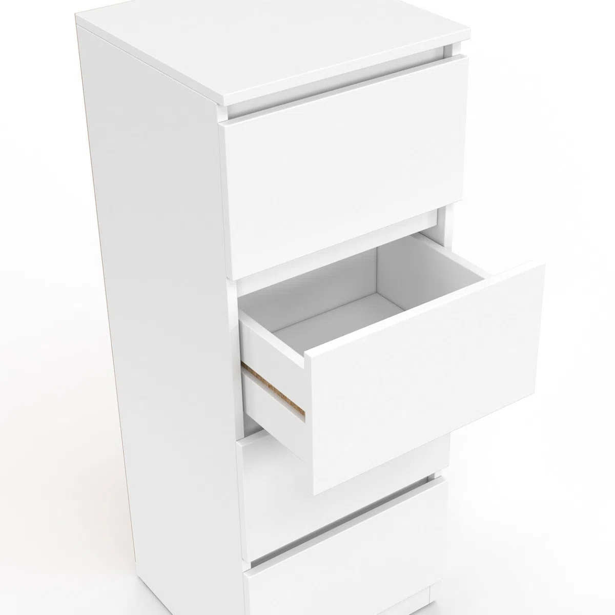 IDMarket - Credenza a 4 cassetti TOMI 30 cm in Legno Bianco per Ingresso Bagno