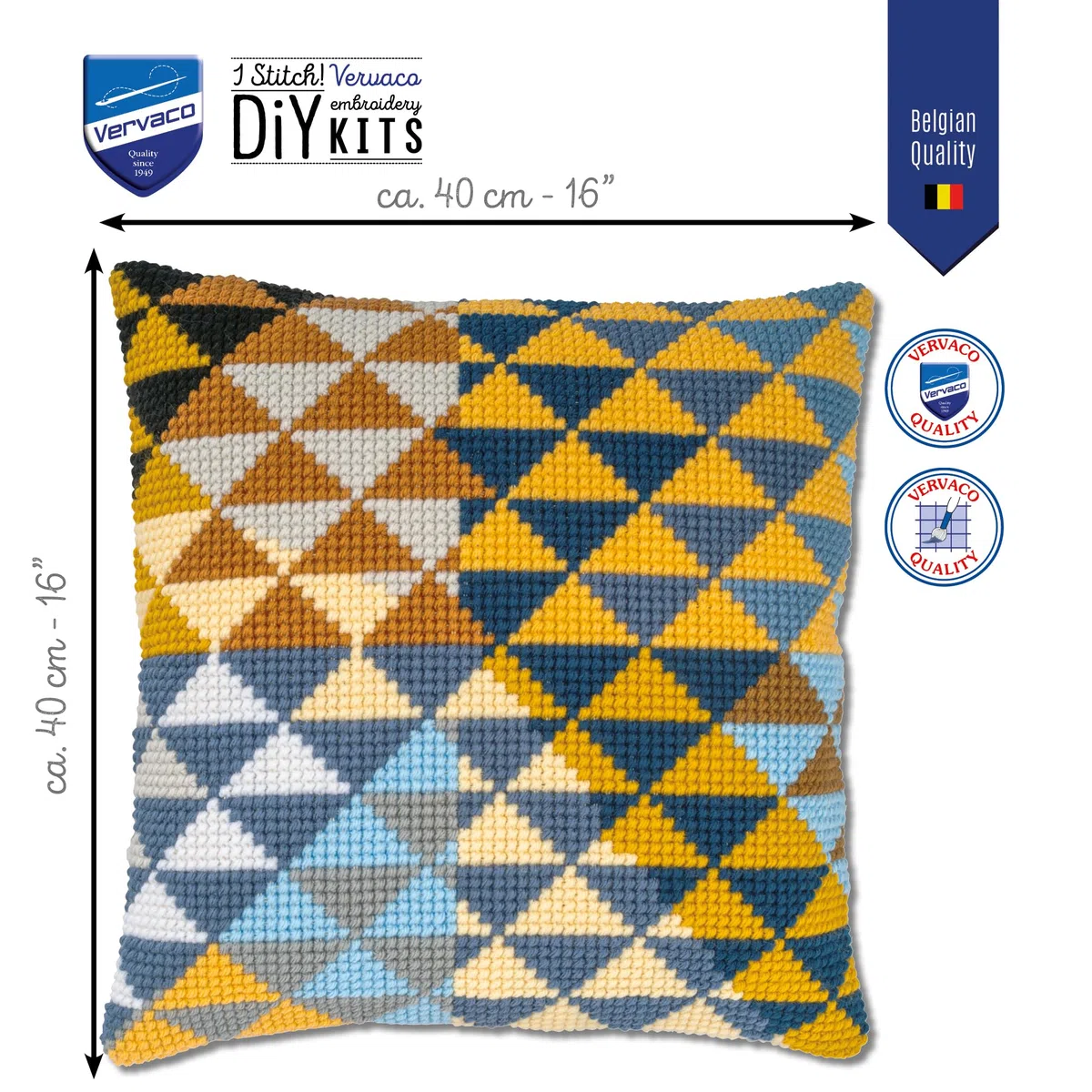 VERVACO Kit Cuscino Punto Croce GEOMETRICO Set Ricamo Principianti Cuscini Gobelin Decorativi ca. 40 x 40 cm Accessori Per Lavoretti Creativi DIY Casa Decor Hobby Adulti Cross Stitch