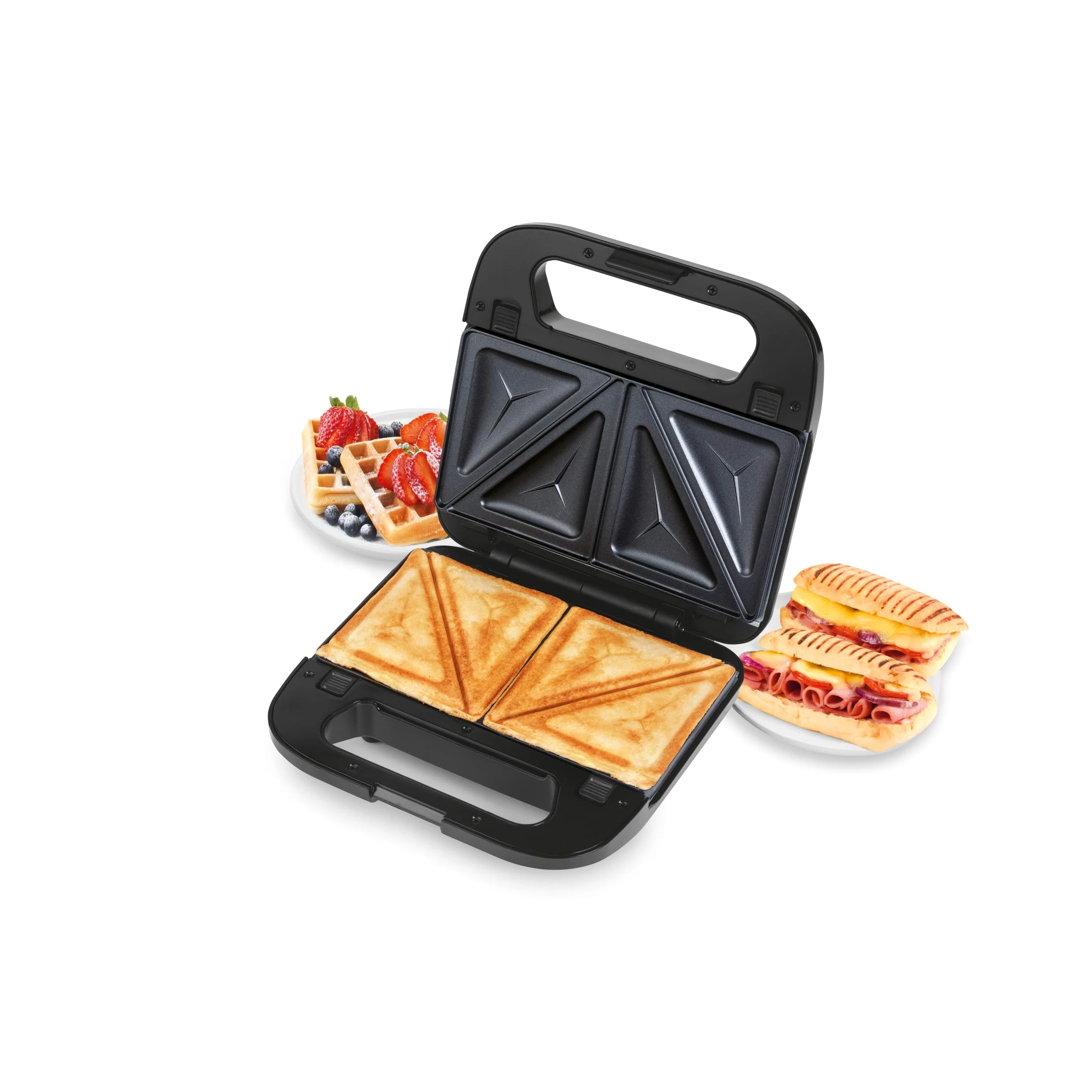 Salter 3-in-1 Snack Maker - Toast, Waffle, Panini, Piastre Antiaderenti Amovibili Senza PFAS, Controllo Automatico della Temperatura, Spie di Alimentazione/Pronto, 750 W
