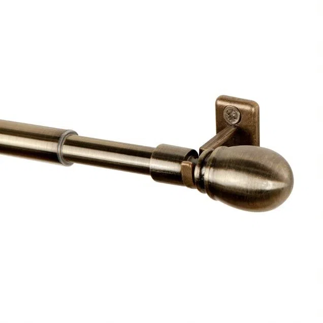 Mardom - Mini asta per tende ovale, allungabile, 120-200 cm, per tende a pannello, asta per tenda con supporto per bastone, asta regolabile con accessori (ottone anticato)