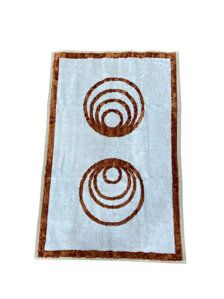 Coppia di Asciugamani Carrara in Velour all'Esterno e Spugna idrofila all'Interno (1+1 Viso + ospite) (Bronze 001, Bronze Circles)