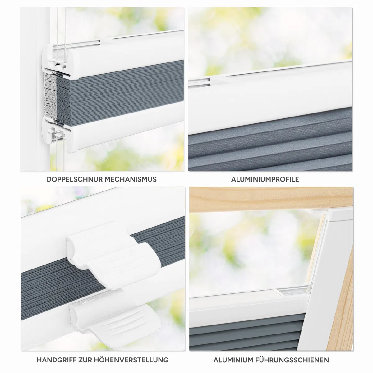 Estika Tenda plissettata a nido d'ape oscurante per finestra da tetto su misura con foratura - larghezza 30-120 cm, altezza 50-149 cm - tessuto in 6 colori, profilo in 3 colori - per interni
