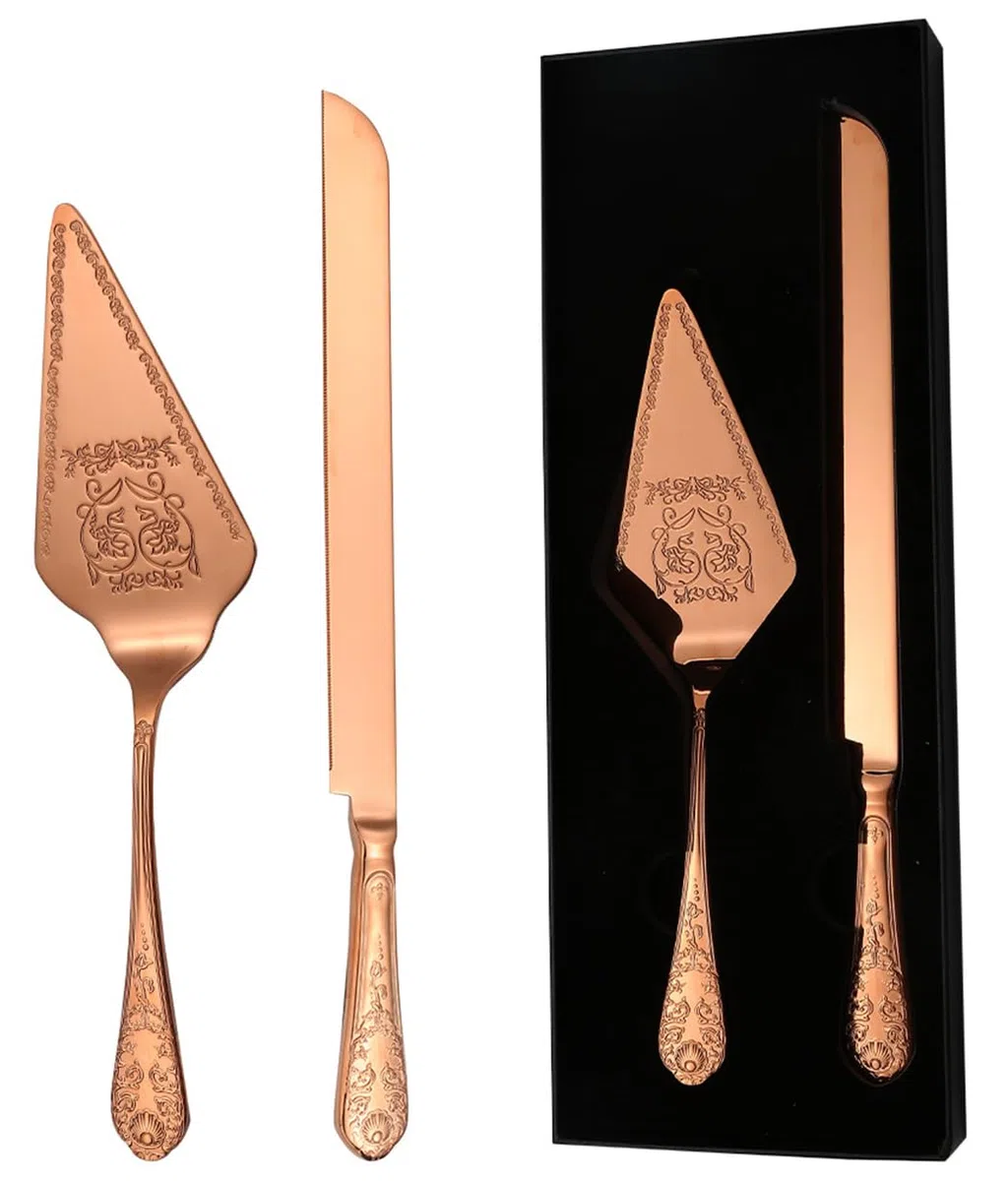 xiaoyu Wedding cake coltello e server set, utensili da taglio della torta in acciaio inossidabile, taglierina della torta incisa vintage e servizio spatola per matrimonio, compleanni, festa nuziale