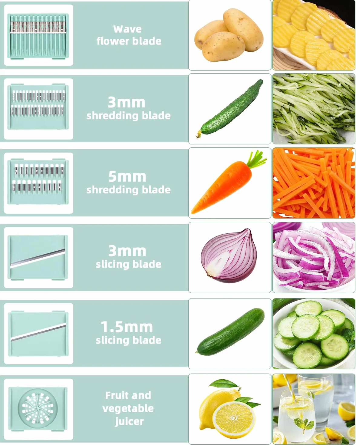 5 l, centrifuga per insalata con coperchio con 6 taglierine e 1 tagliere, centrifuga per insalata, in acciaio inox, utilizzata per pulire insalate, verdure, frutta, asciugare e tagliare