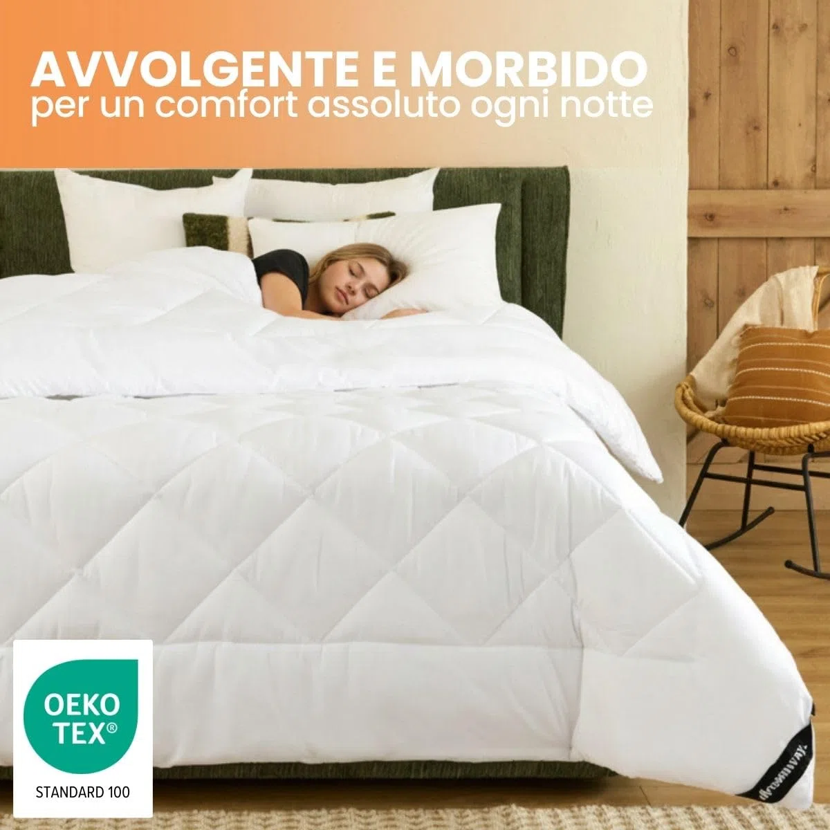 DREAMWAY - Piumino Letto Singolo Quattro 4 Stagioni 135x200 cm, Set Piumino Estivo 150gsm 135 x 200 + Primaverile/Autunnale 300gsm 200x135 = Piumone Invernale Trapunta Caldissimo 450gsm