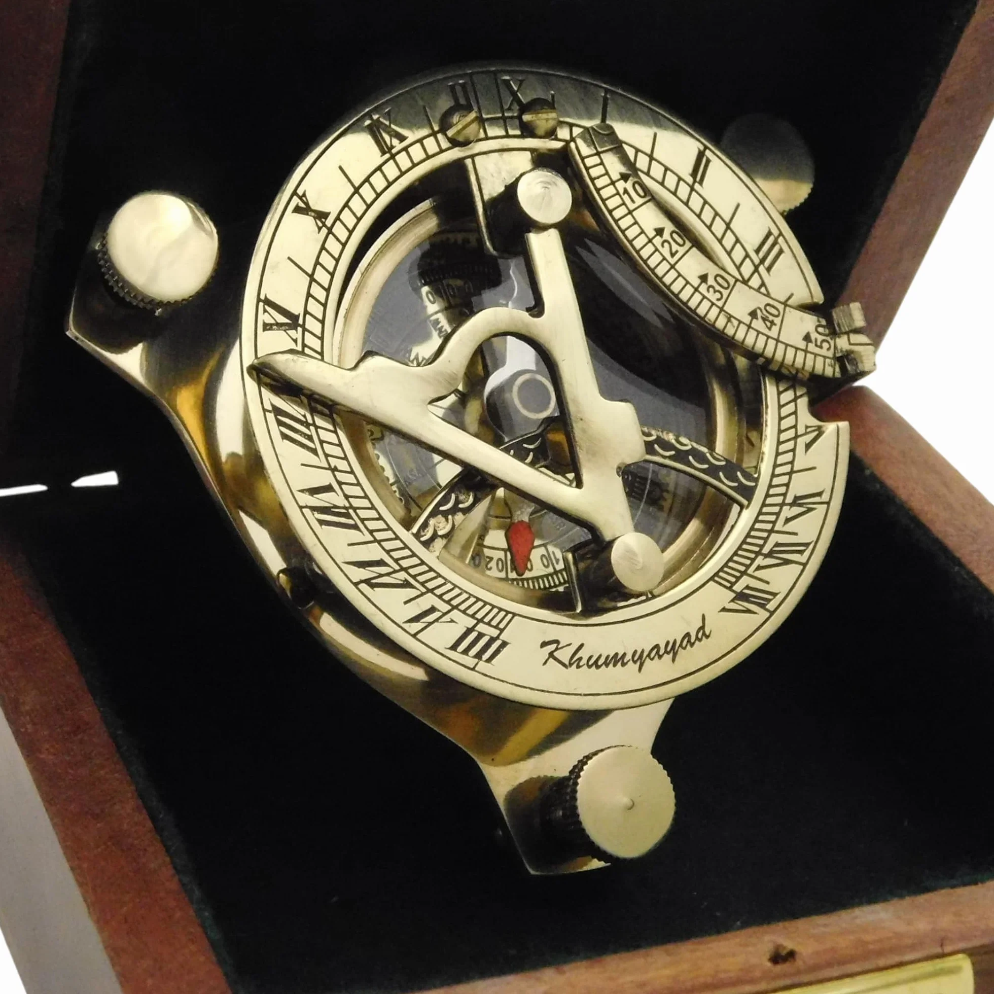 Bussola con meridiana in ottone da 7,6 cm, bussola nautical d'antiquariato