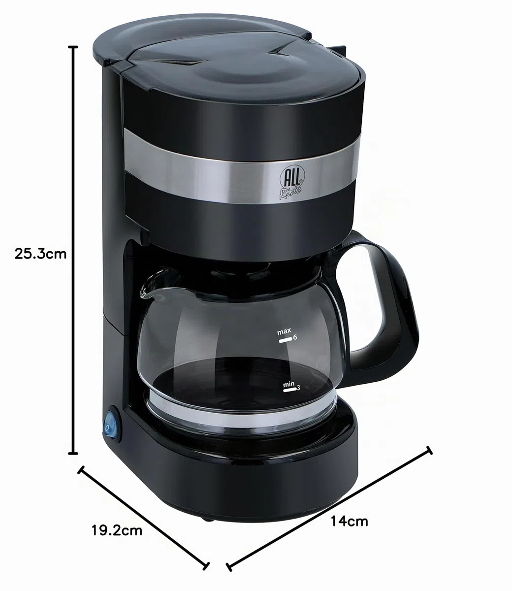 All Ride Macchina Caffè 24 Volt - Macchina Caffe Americano Accendisigari per Auto e Camion - Caffe Automatica Filtro - Funzione Mantenimento Caldo - Macchina da Caffè con Caraffa in Vetro - Nero