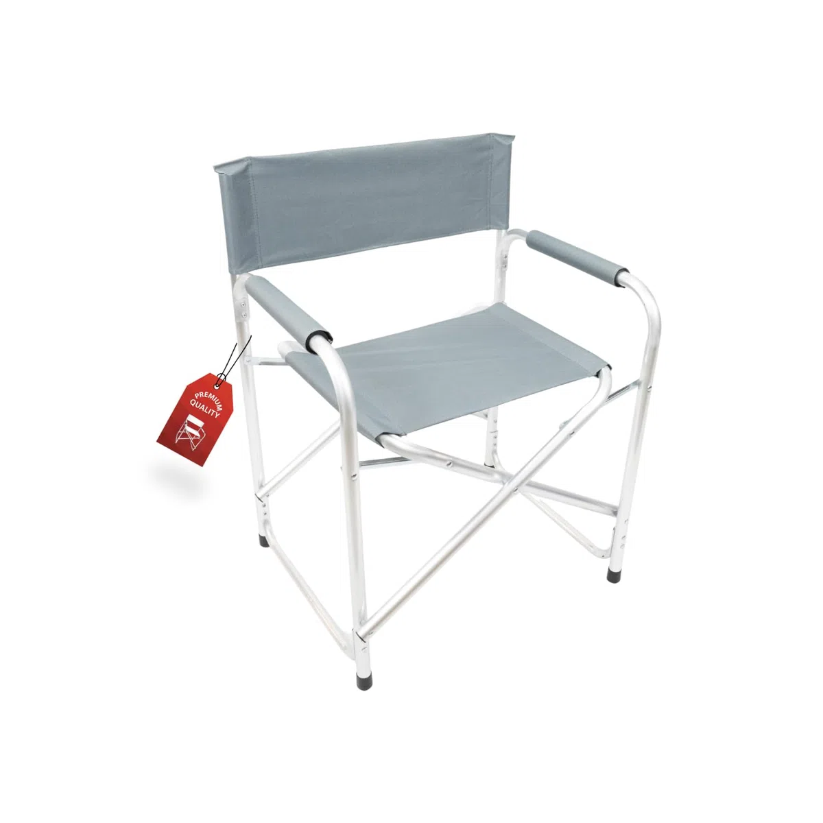Sedia Regista Pieghevole in Alluminio Grigio Sedia Da Campeggio 57x49x78cm Mare Spiaggia Giardino Universale Telo Poliestere Spalliera Braccioli Salvaspazio Trasportabile Richiudibile Lavabile