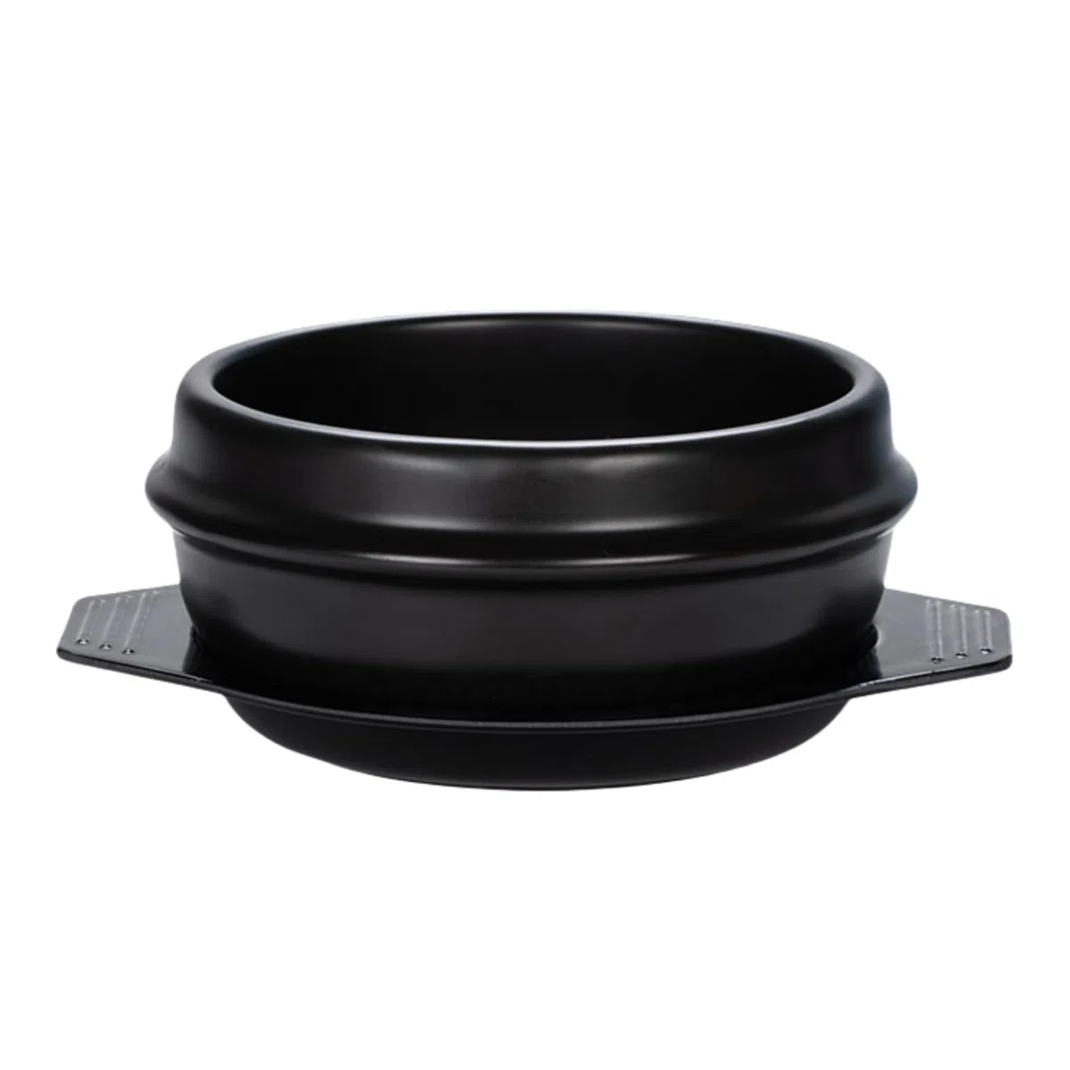 Ciotola di pietra (spodumene), coreana, per bibimbap, resistente alle alte temperature, con vassoio, Ceramica, Black, 1500ml