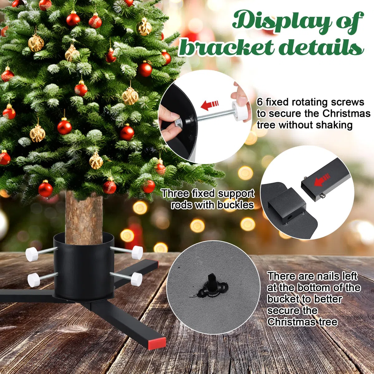 Base Albero di Natale, Robusto Supporto per Albero di Natale per Tronchi di Alberi di Natale Vivi, Base per Albero di Natale Adatto a Alberi di Diametro Fino a 140 mm