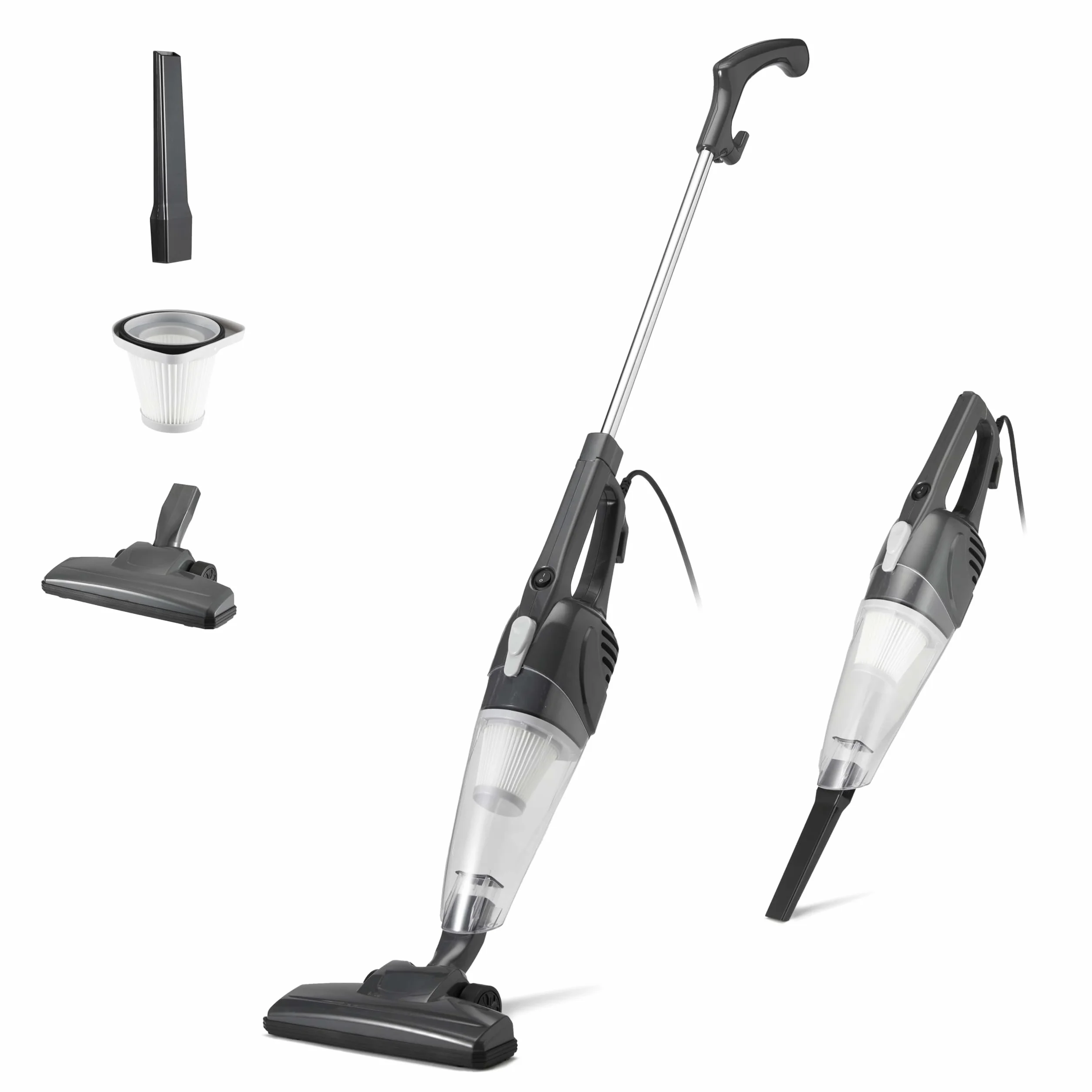 Amazon Basics Scopa Elettrica con Filo, Multifunzione 2-in-1, Motore ECO, Filtro Sostituibile, Ultra Leggera, Nero