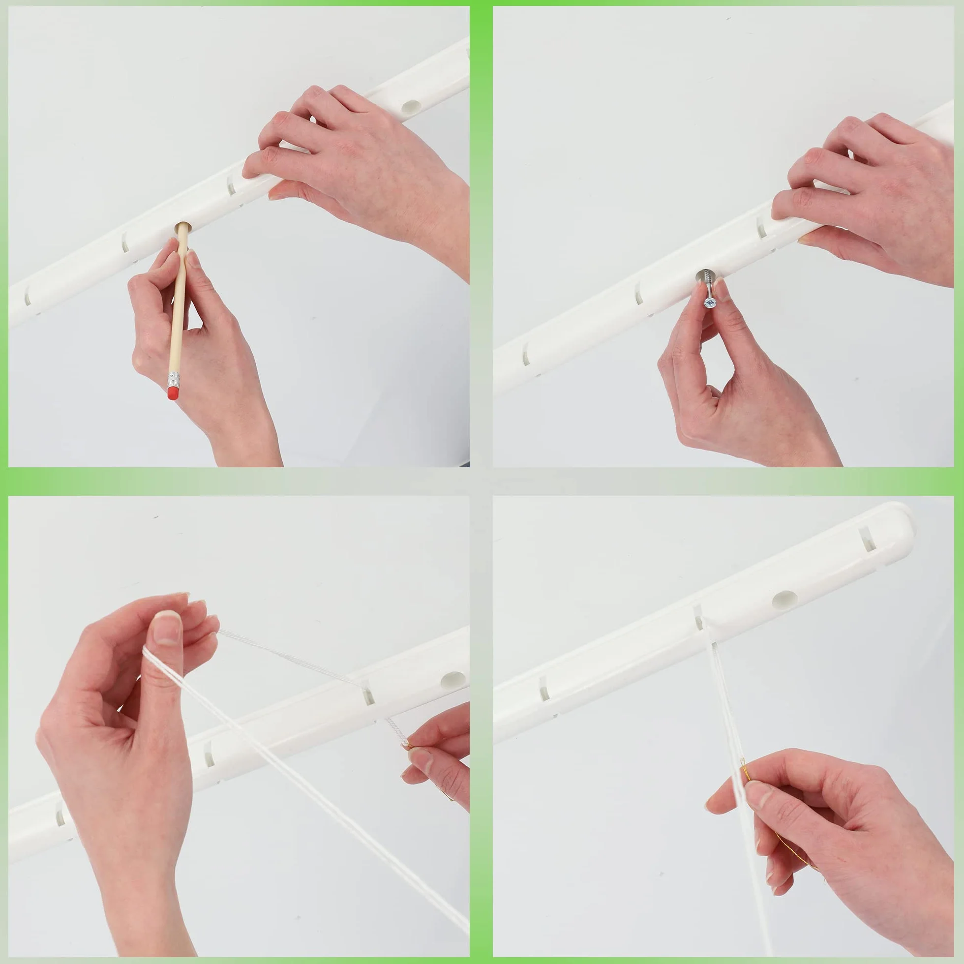 KADAX Stendibiancheria da Soffitto in Acciaio Rivestito in Polietilene, Stendino con Design Salvaspazio e Capacità di Carico di 12 kg (Bianco, 6 x 90)