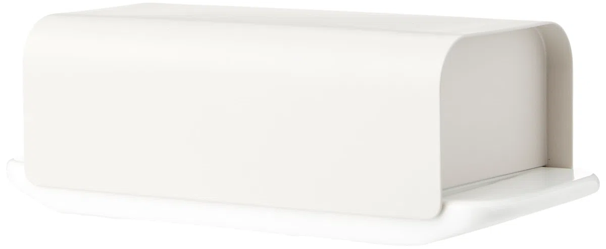 Alessi Mattina BG04 WG Burriera di Design, Realizzata in Porcellana con Coperchio in Acciaio Inossidabile 18/10, Colorata con Resina Epossidica, Warm Grey