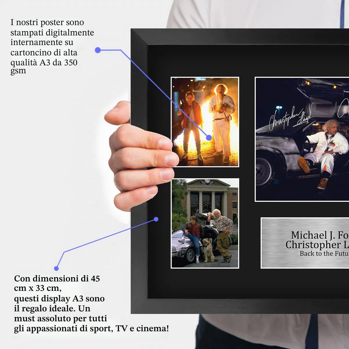 HWC Trading FR A3 Michael J Fox & Christopher Lloyd Back to the Future Regali Stampati Autografo Firmato Presentazione Display Per Gli Appassionati Di Memorabilia Di Film - A3 Incorniciato