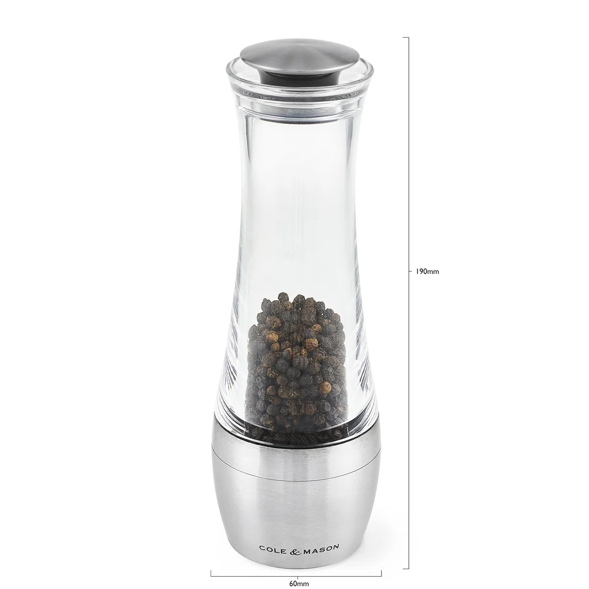 Cole & Mason H308792P Amesbury Macina Sale, Precision+, Macinatura Regolabile, Acciaio inossidabile, Acrilico, 190mm, Include 1 x Mulino