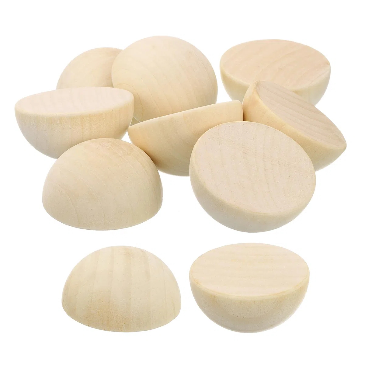 QUARKZMAN 30pz Mezza Sfera in Legno, 50mm Sfere Emisferiche non Finite Perline Rotondo Legno Naturale per Artigianato Fai-Da-Te Ornamenti Festival