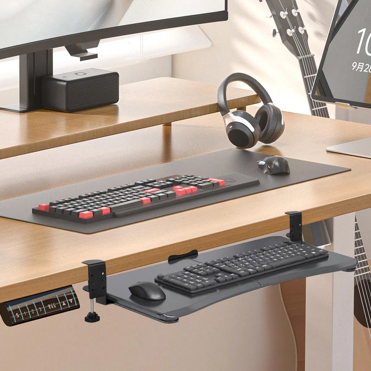 Underdesk Keyboard Drawer, Height Adjustable Keyboard Holder, Slide-Out Keyboard Drawer, Under Desk Keyboard Holder, Adjustable Keyboard Tray, Under Desk Keyboard Shelf, Desk Mounted Keyboard Drawer