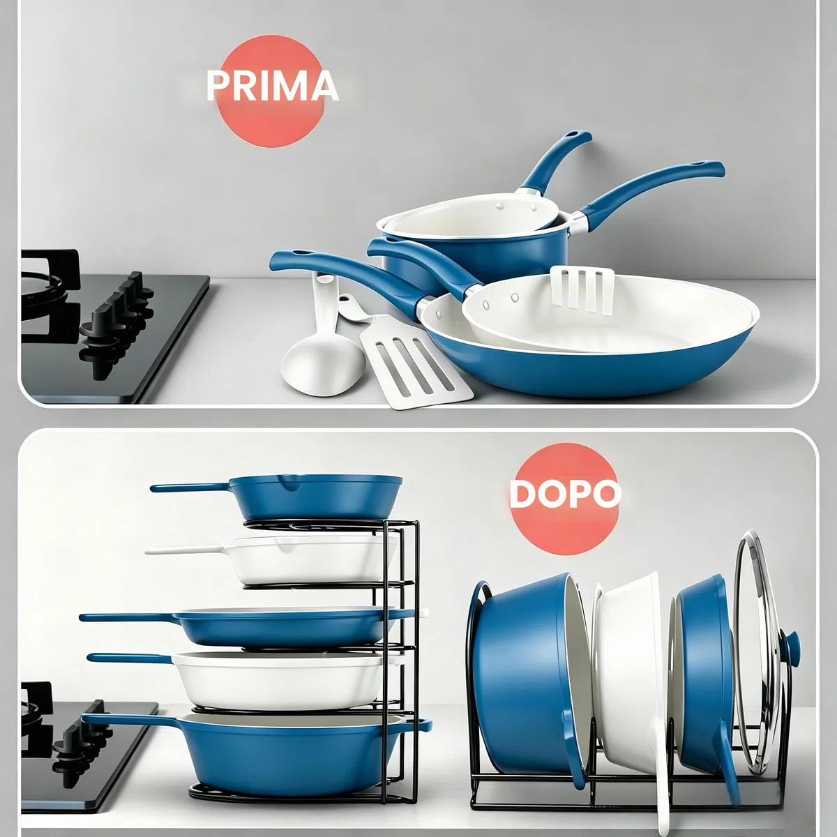 Organizer per pentole e pentole resistenti a 5 ripiani per conservare padelle in ghisa piastre e pentole poco profonde struttura in acciaio resistente salvaspazio per la cucina
